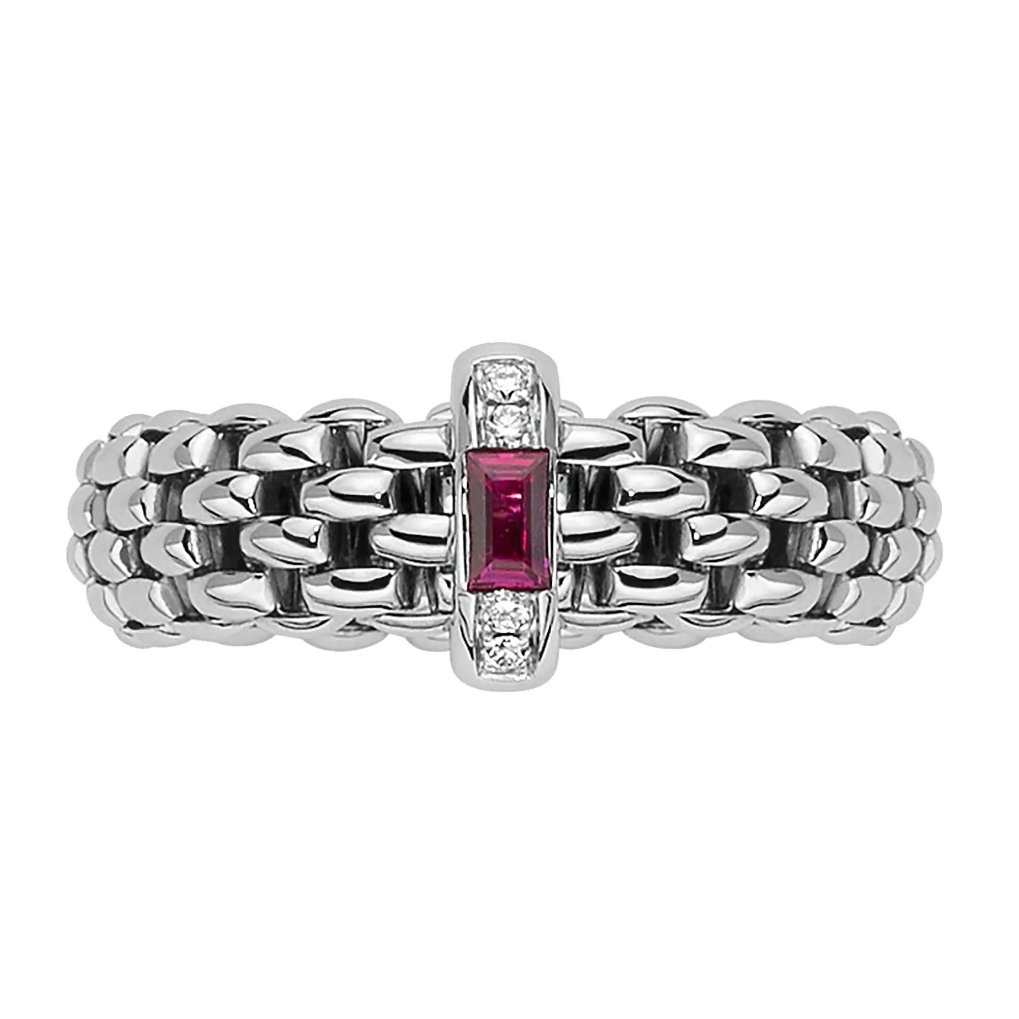 FOPE Flex'it Vendome 18ct White Gold Ruby and Diamond Ring Medium - Image 4