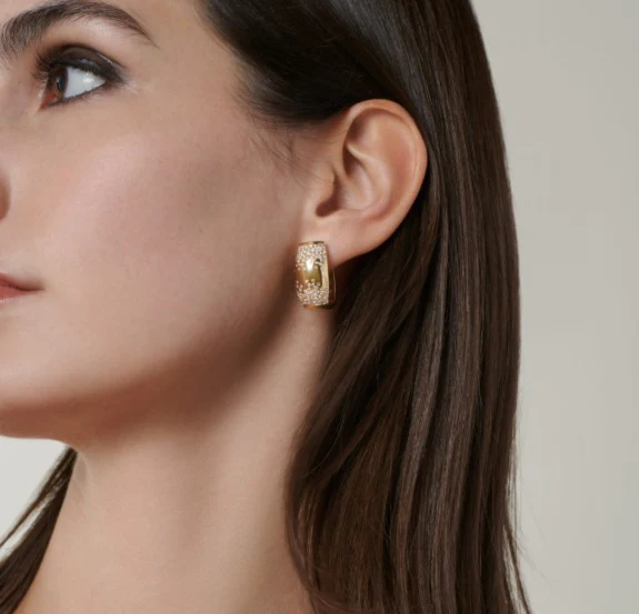 FOPE Love Nest 18ct Yellow Gold Diamond Pave Set Earrings - Image 3
