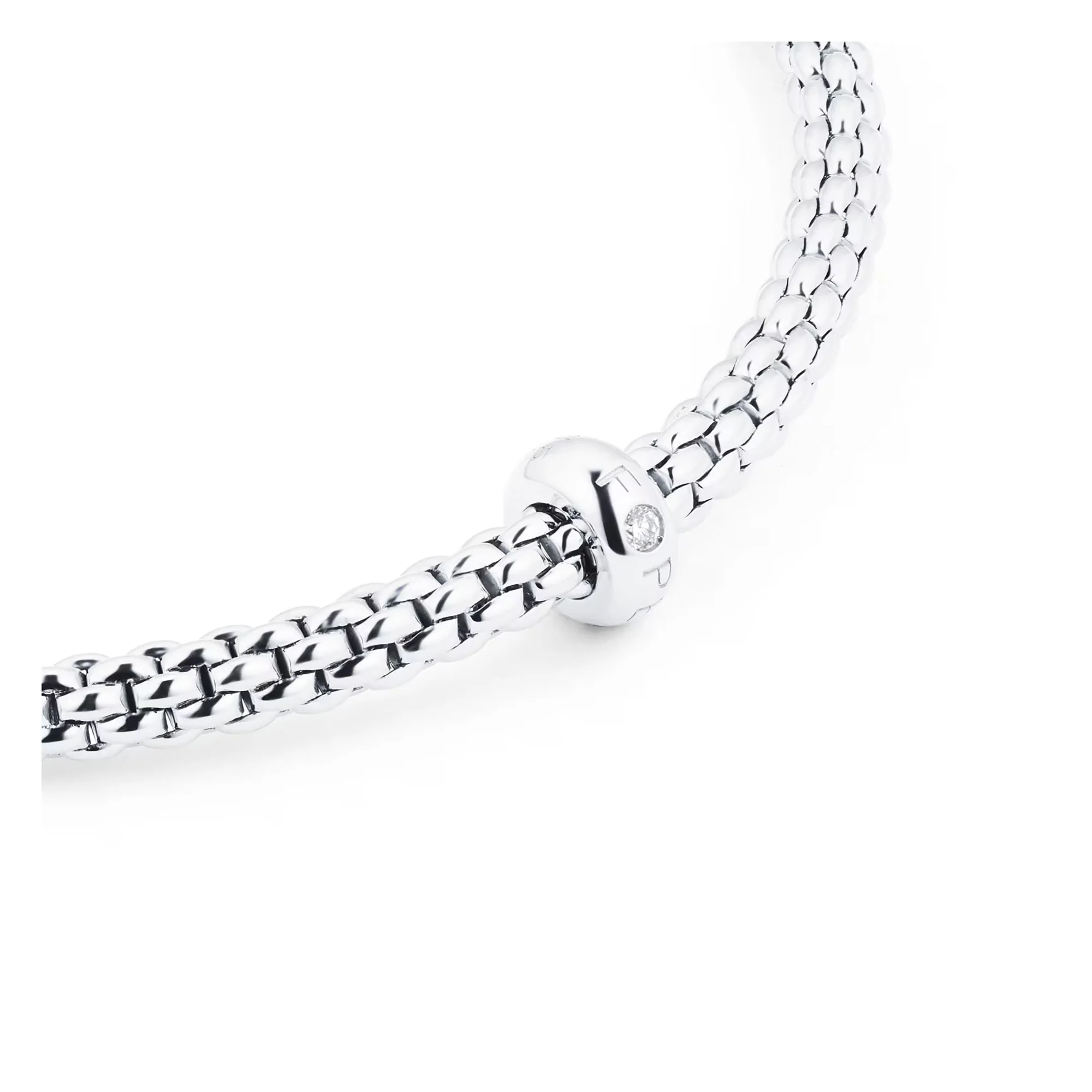 FOPE Flex'it Prima 18ct White Gold 0.01ct Diamond Set Bracelet Medium - Image 2