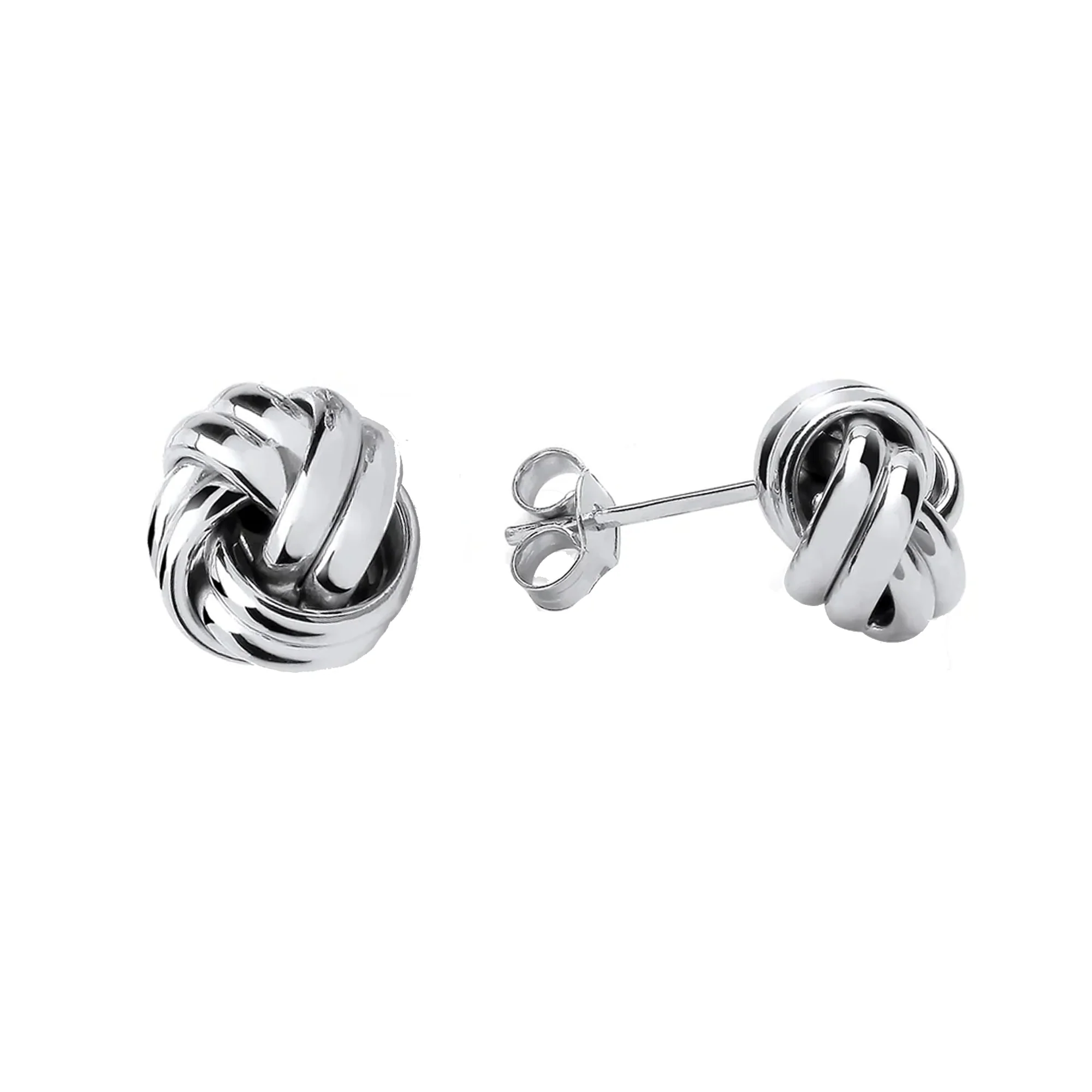 Four Double Strand 10mm 9ct White Gold Knot Earrings - Image 2