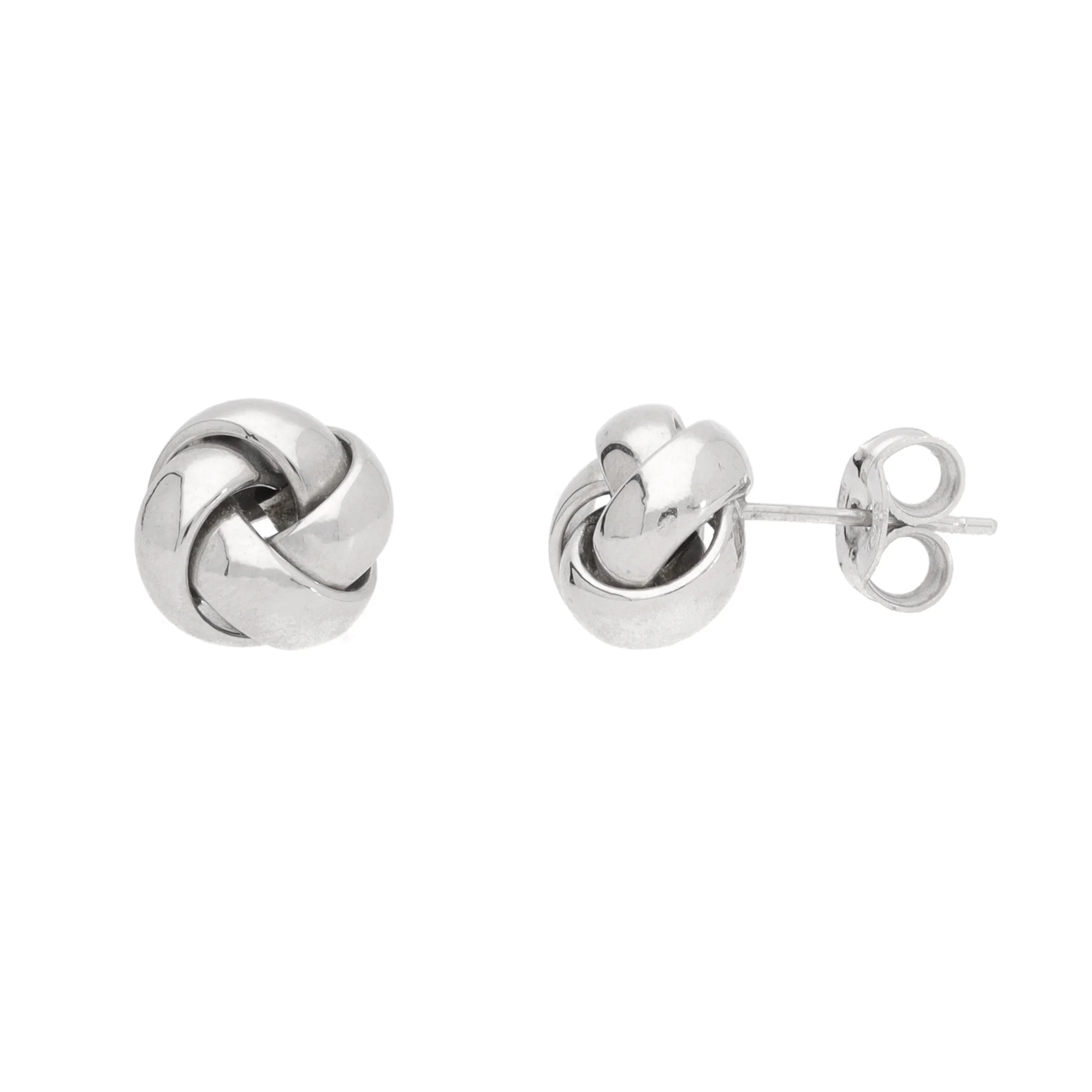 Four Strand 9ct White Gold Knot Stud Earrings - Image 2