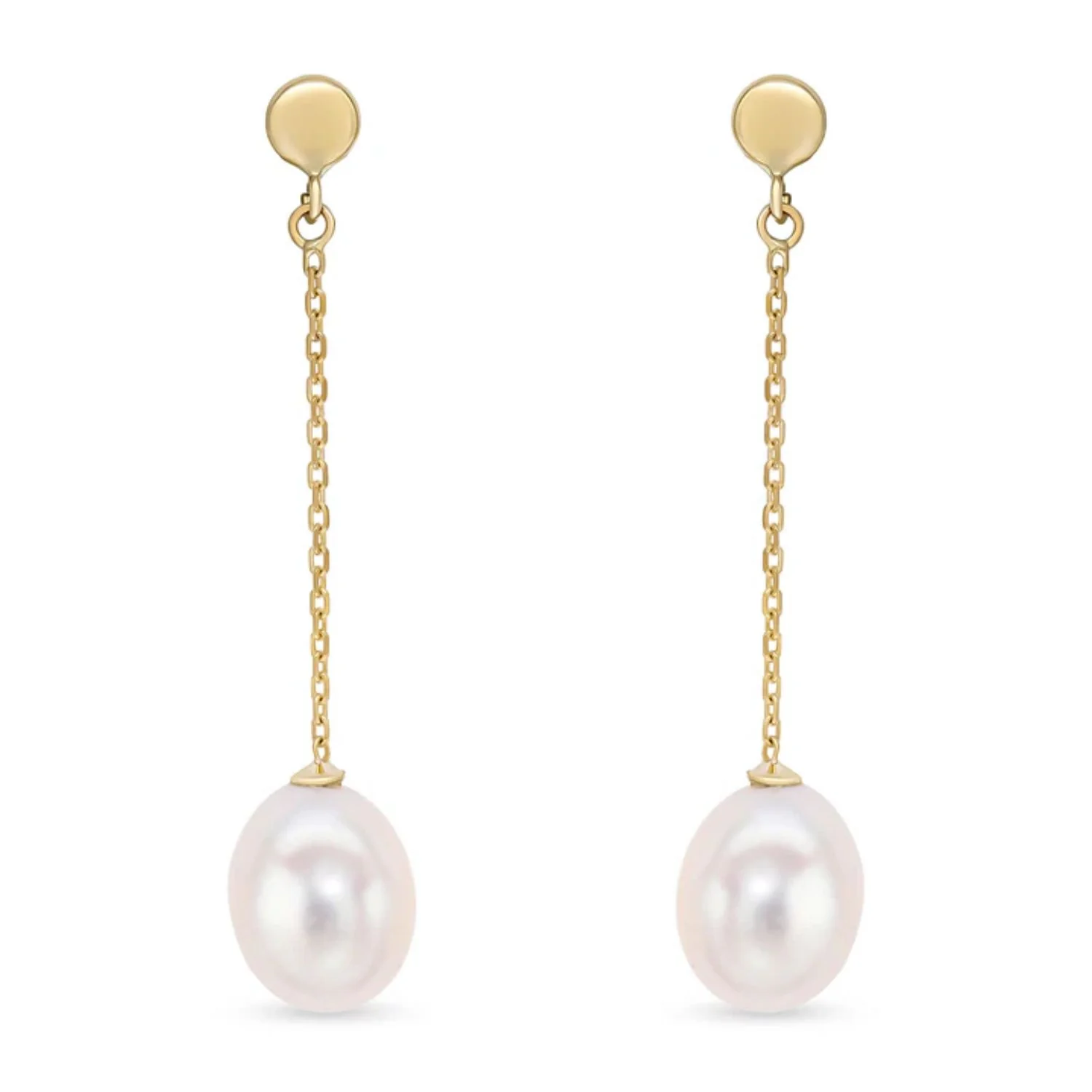 Freshwater Pearl 9ct Yellow Gold Drop Earrings
