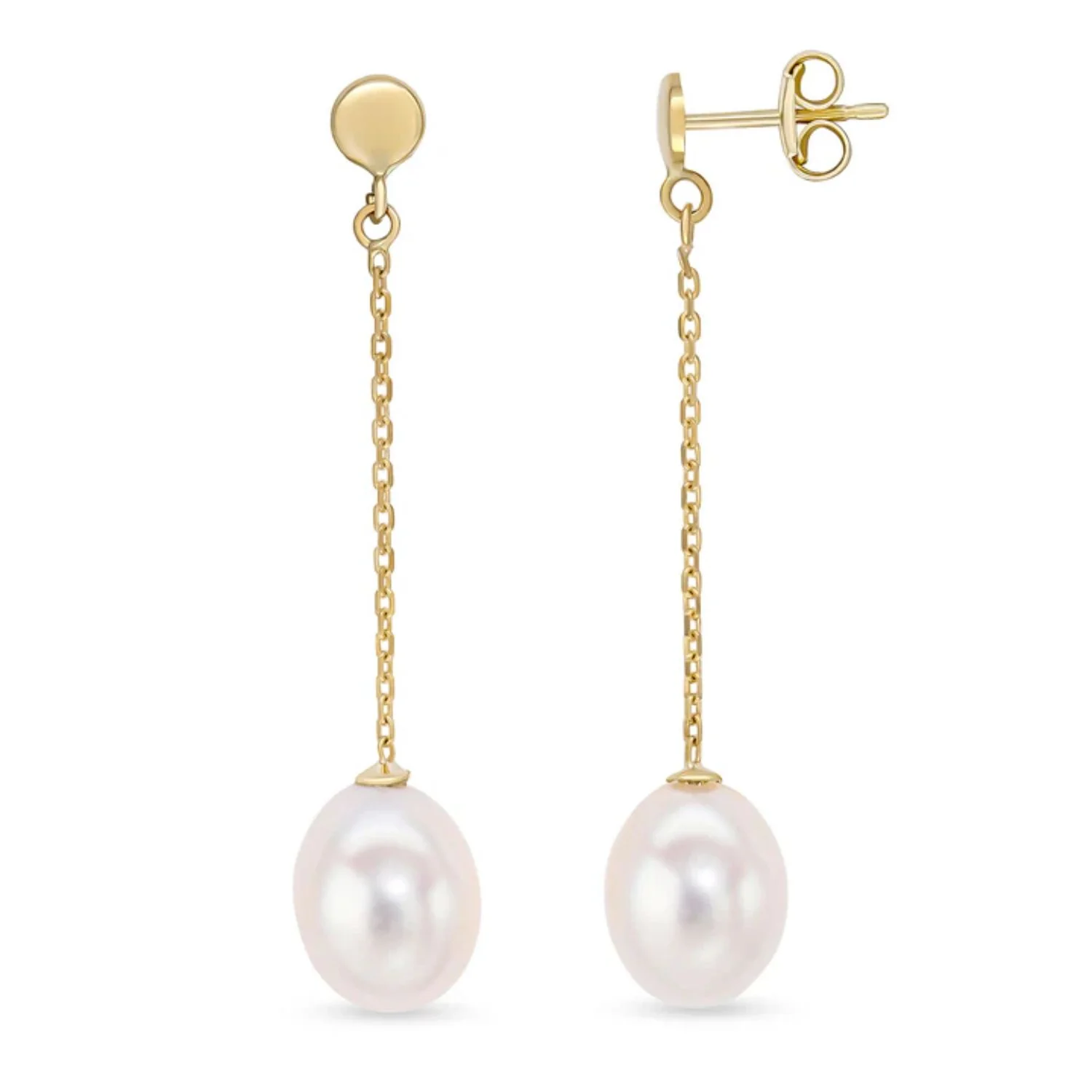 Freshwater Pearl 9ct Yellow Gold Drop Earrings - Image 2