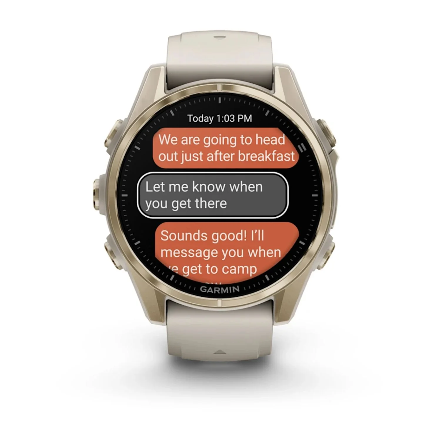 Garmin Fenix 8 43mm AMOLED Sapphire Soft Gold Sandstone Silicone Band Watch 010-02903-11 - Image 2