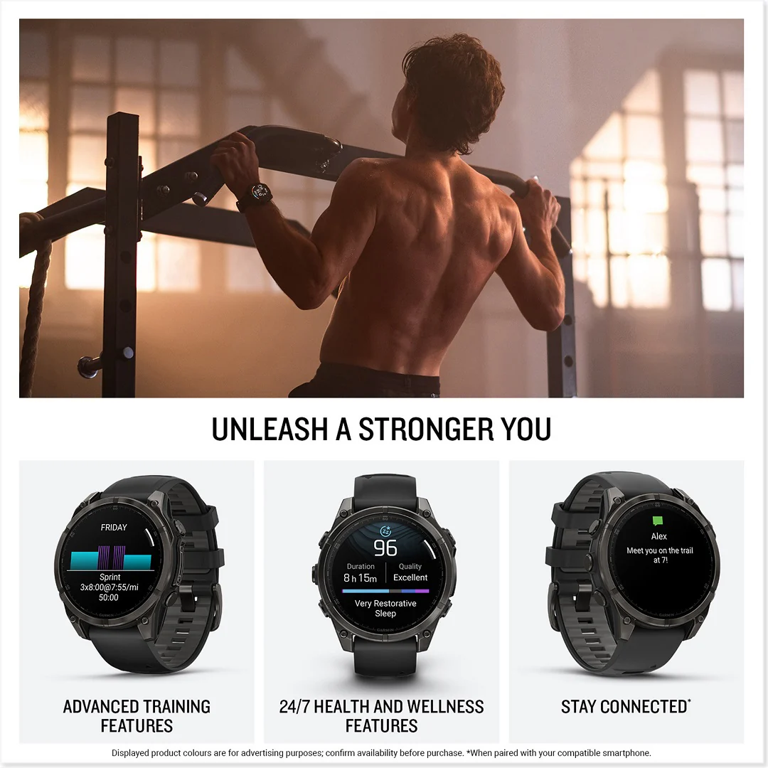 Garmin Fenix 8 47mm AMOLED Sapphire Titanium Spark Orange Silicone 010-02904-11 - Image 4