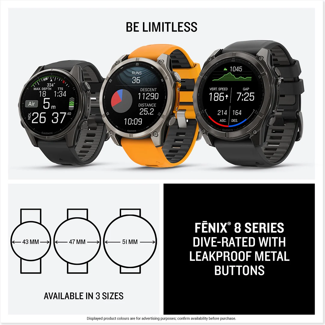 Garmin Fenix 8 47mm AMOLED Sapphire Titanium Spark Orange Silicone 010-02904-11 - Image 7