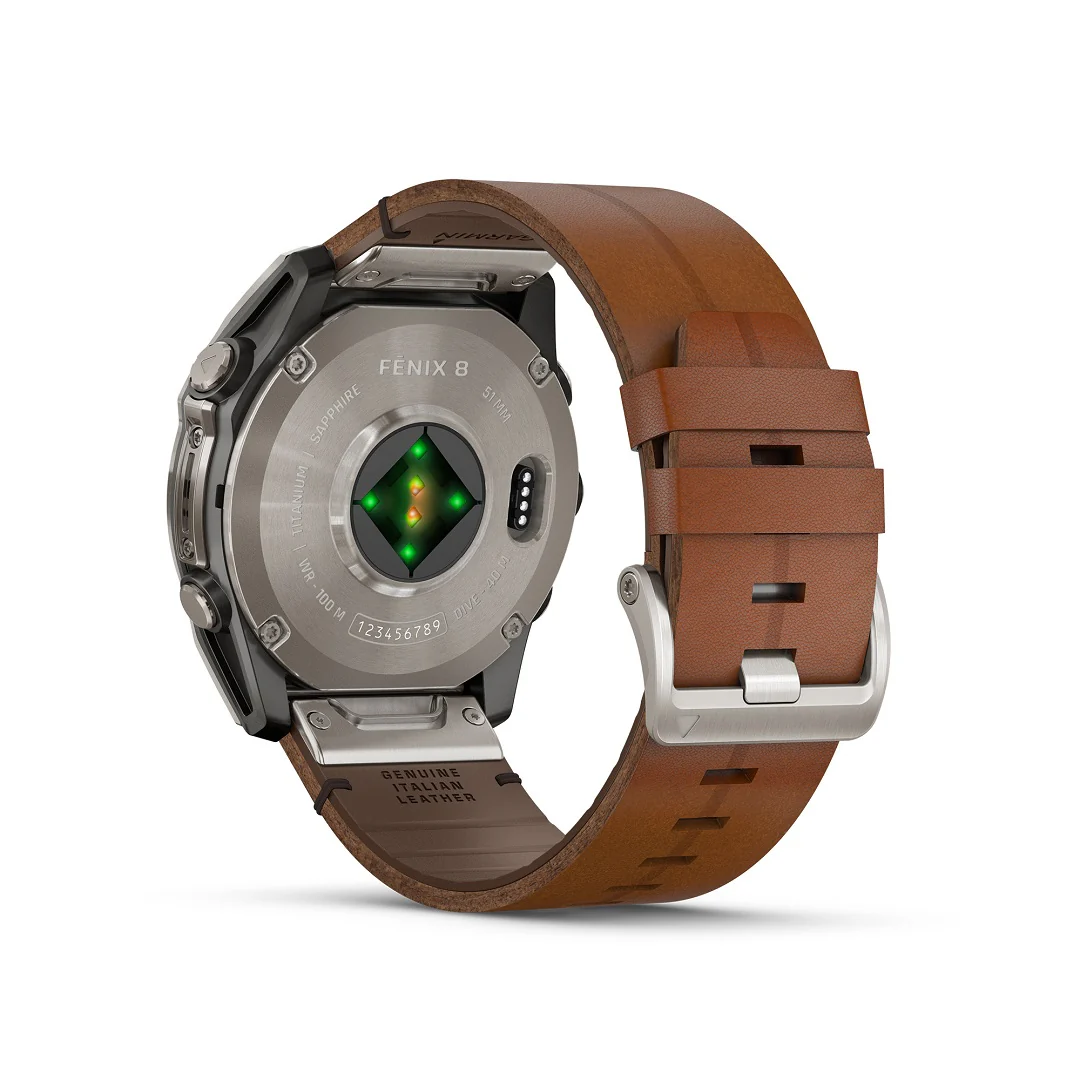 Garmin Fenix 8 51mm AMOLED Sapphire Carbon DLC Chestnut Leather 010-02905-40 - Image 5