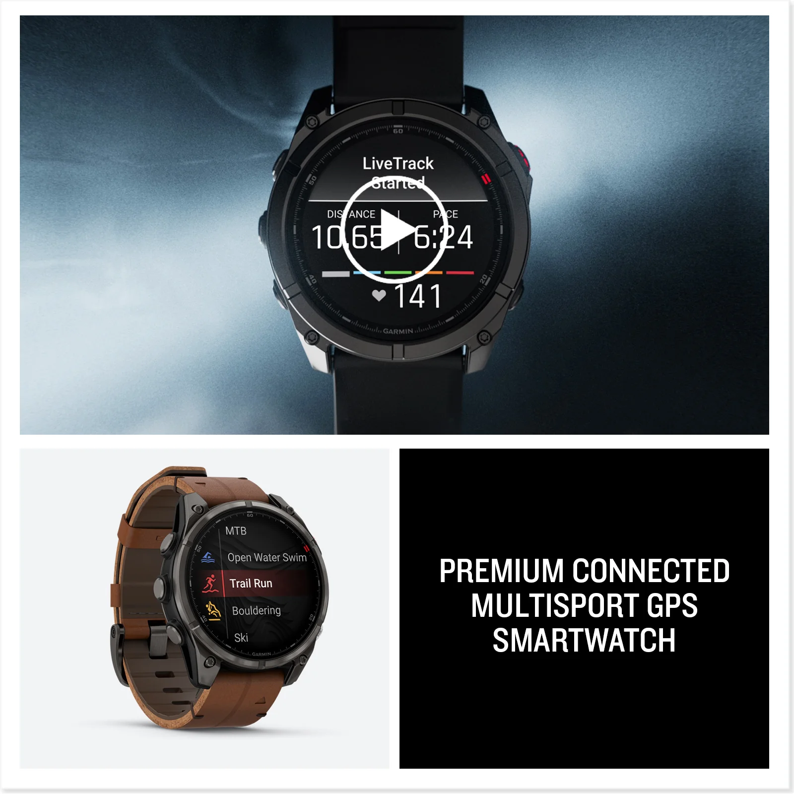 Garmin Fenix 8 Pro 47mm AMOLED Sapphire, Carbon Grey DLC Chestnut Leather Titanium Watch 010-03198-40 - Image 8
