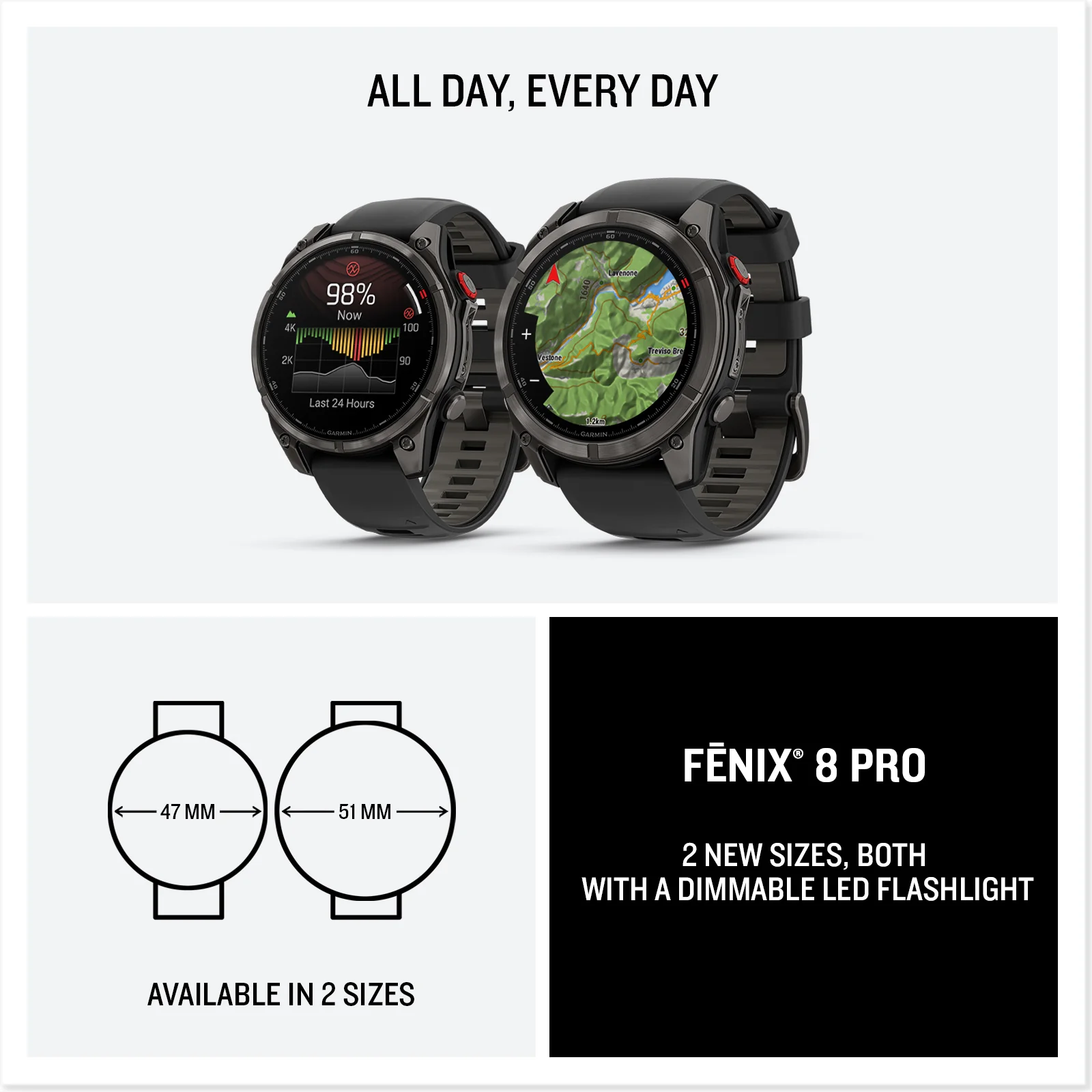 Garmin Fenix 8 Pro 47mm AMOLED Sapphire, Carbon Grey DLC Pebble Grey Silicone Titanium Watch 010-03198-01 - Image 7