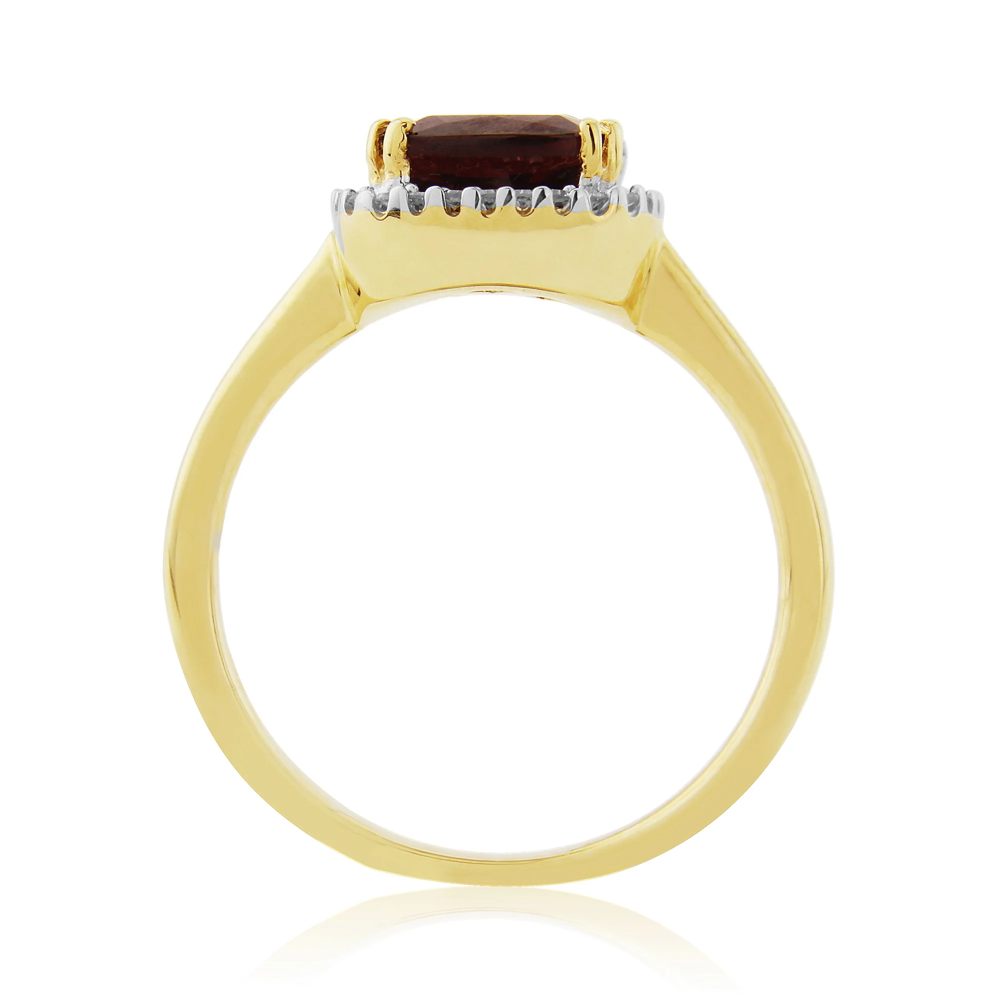 Garnet and Diamond Cluster 9ct Yellow Gold Ring (N) - Image 2
