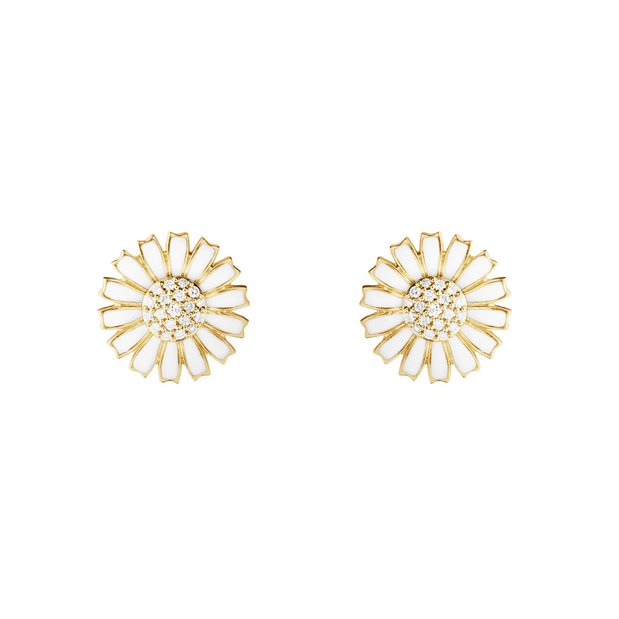 Georg Jensen DAISY 18ct Yellow Gold Plated Sterling Silver Diamond Stud Earrings
