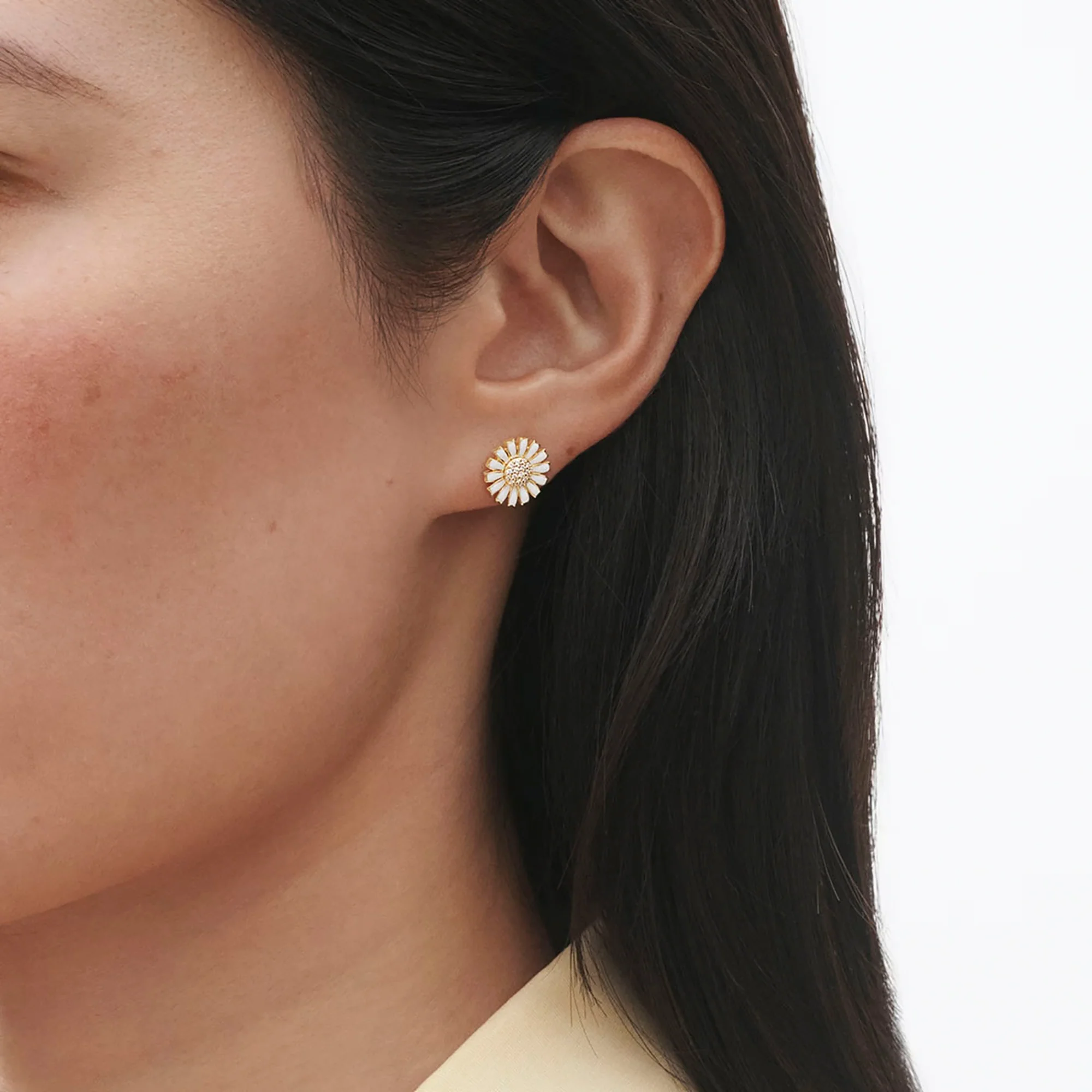 Georg Jensen DAISY 18ct Yellow Gold Plated Sterling Silver Diamond Stud Earrings - Image 2