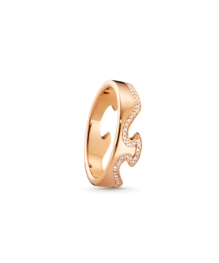 Georg Jensen FUSION 18ct Rose Gold Diamond End Ring Size 56 (O½)