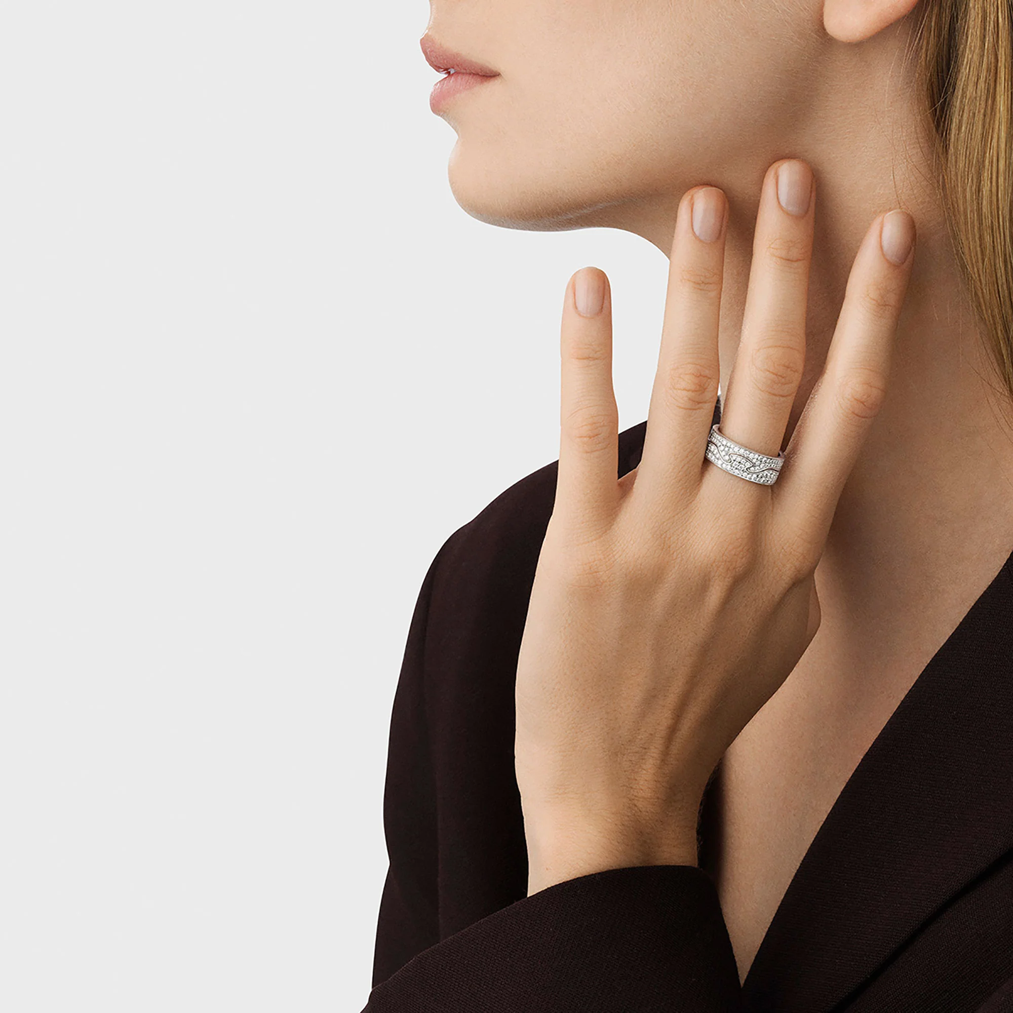 Georg Jensen FUSION 18ct White Gold Diamond End Ring Size 56 (O½) - Image 3