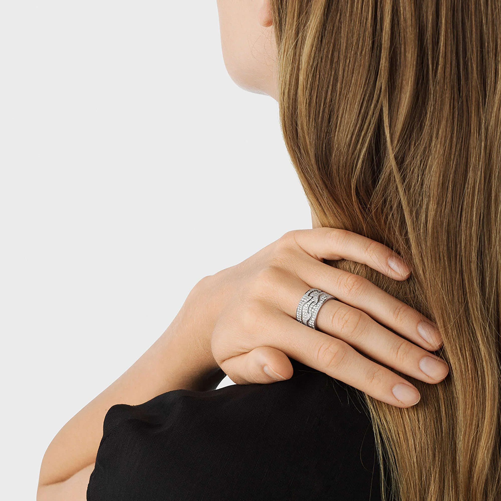 Georg Jensen FUSION 18ct White Gold Diamond End Ring Size 56 (O½) - Image 4