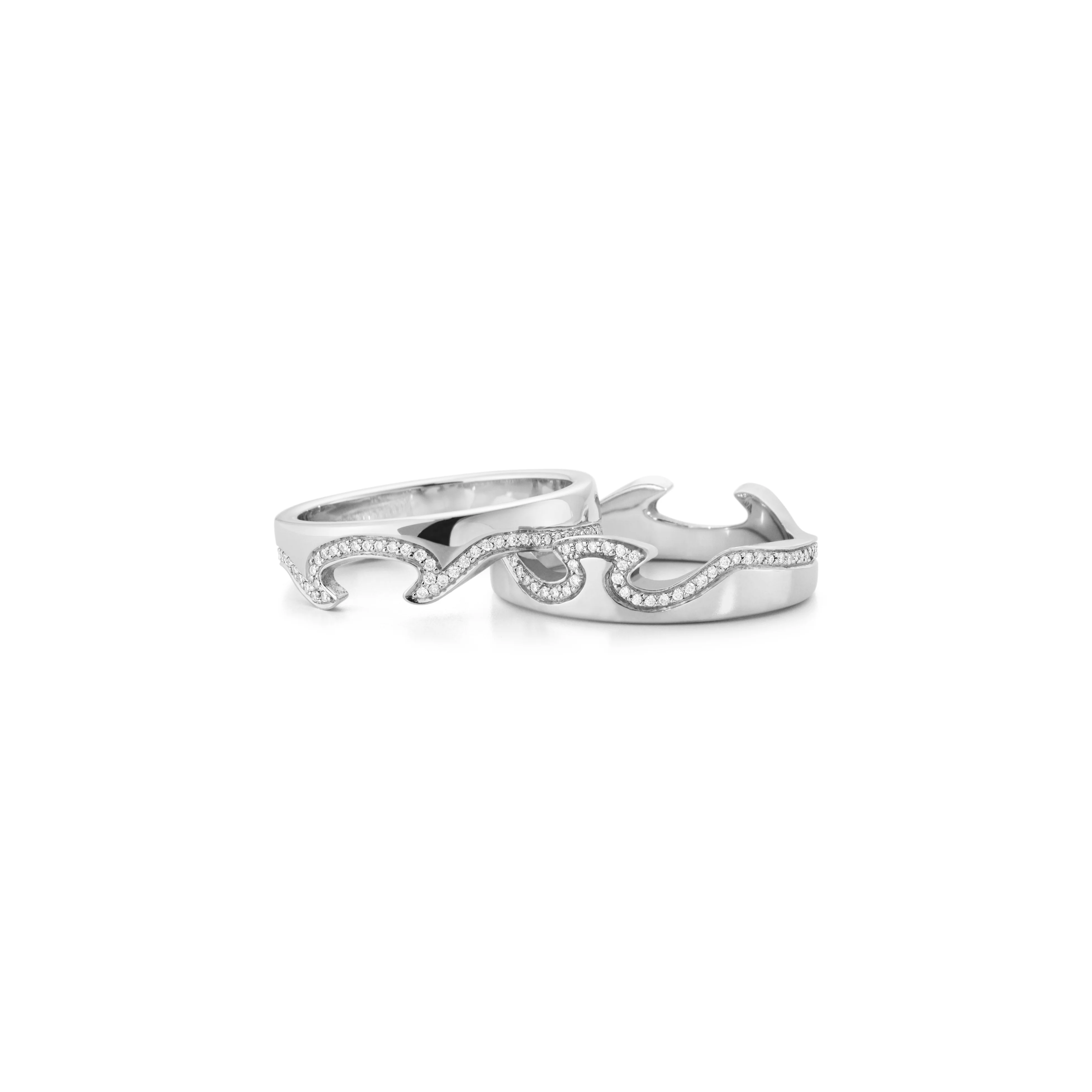 Georg Jensen FUSION 18ct White Gold Diamond End Ring Size 56 (O½) - Image 2