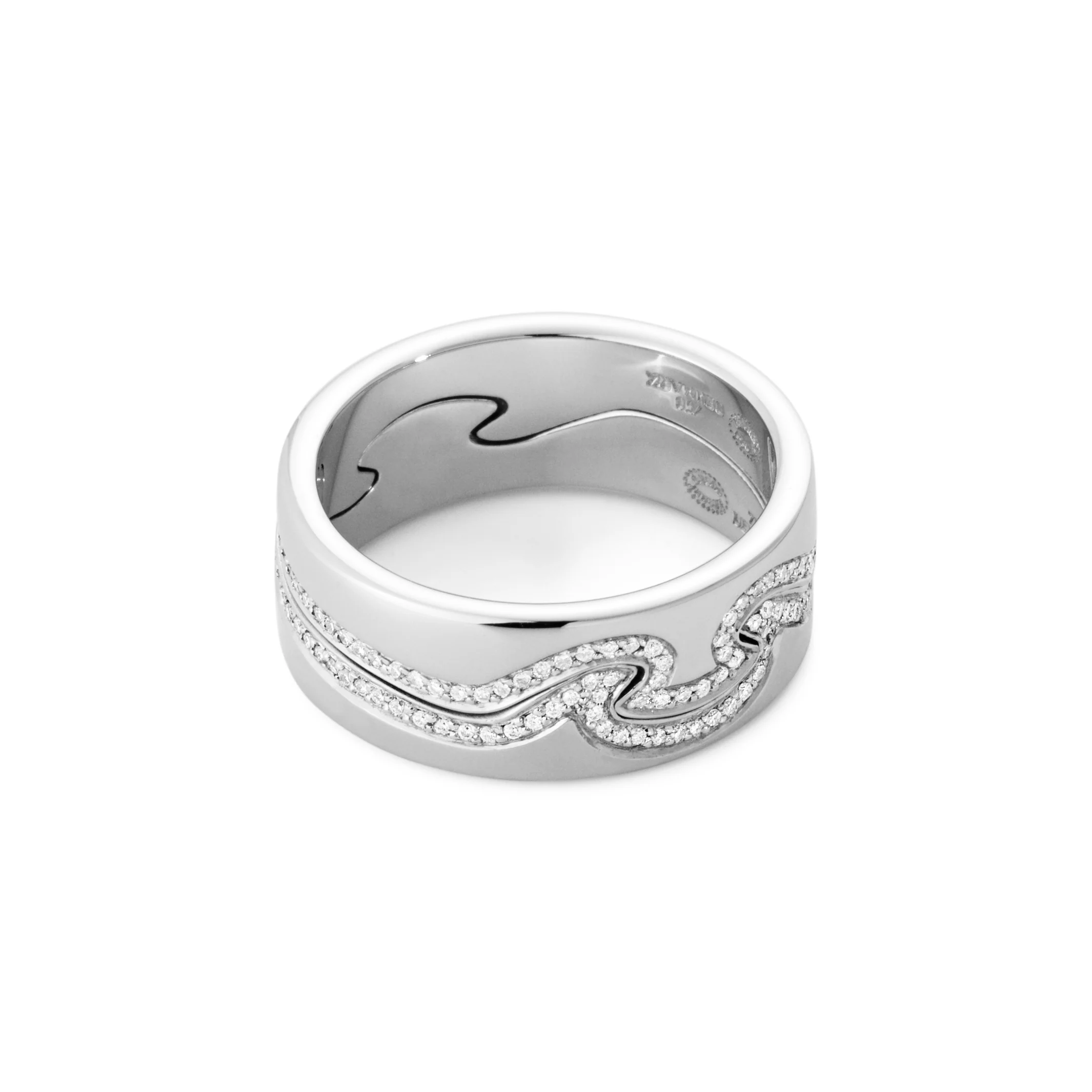 Georg Jensen FUSION 18ct White Gold Diamond End Ring Size 56 (O½) - Image 3