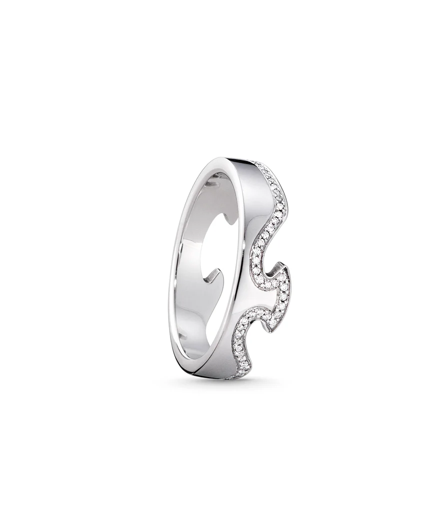 Georg Jensen FUSION 18ct White Gold Diamond End Ring Size 56 (O½) - Image 5