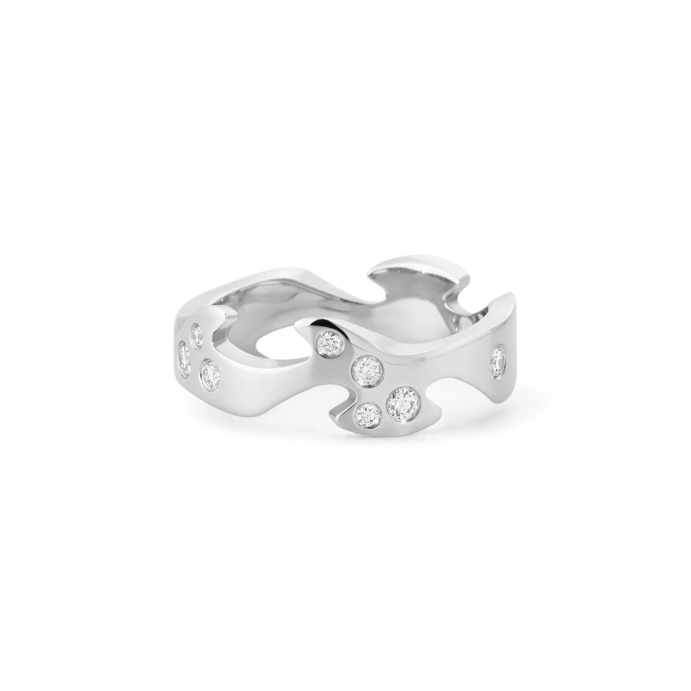 Georg Jensen FUSION 18ct White Gold Diamond Scatter Centre Ring Size 56 (O½) - Image 3