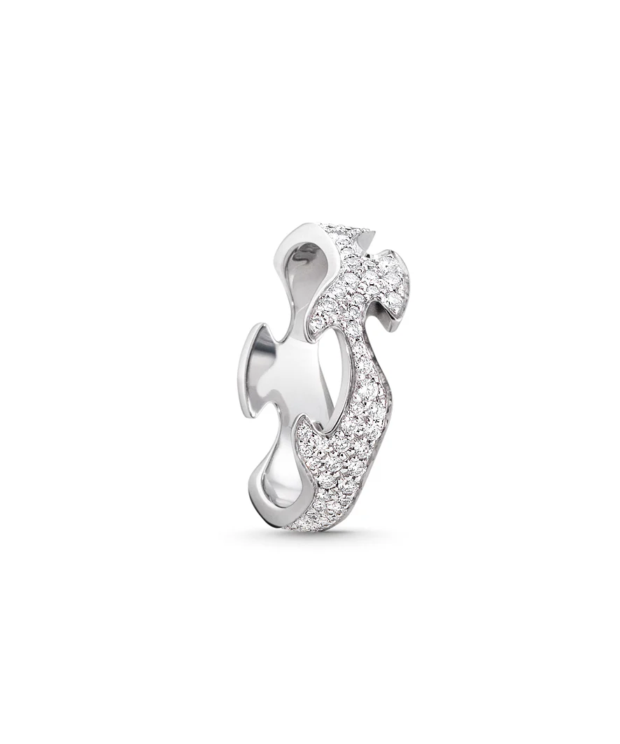 Georg Jensen FUSION 18ct White Gold Diamond Centre Ring Size 56 (O½)