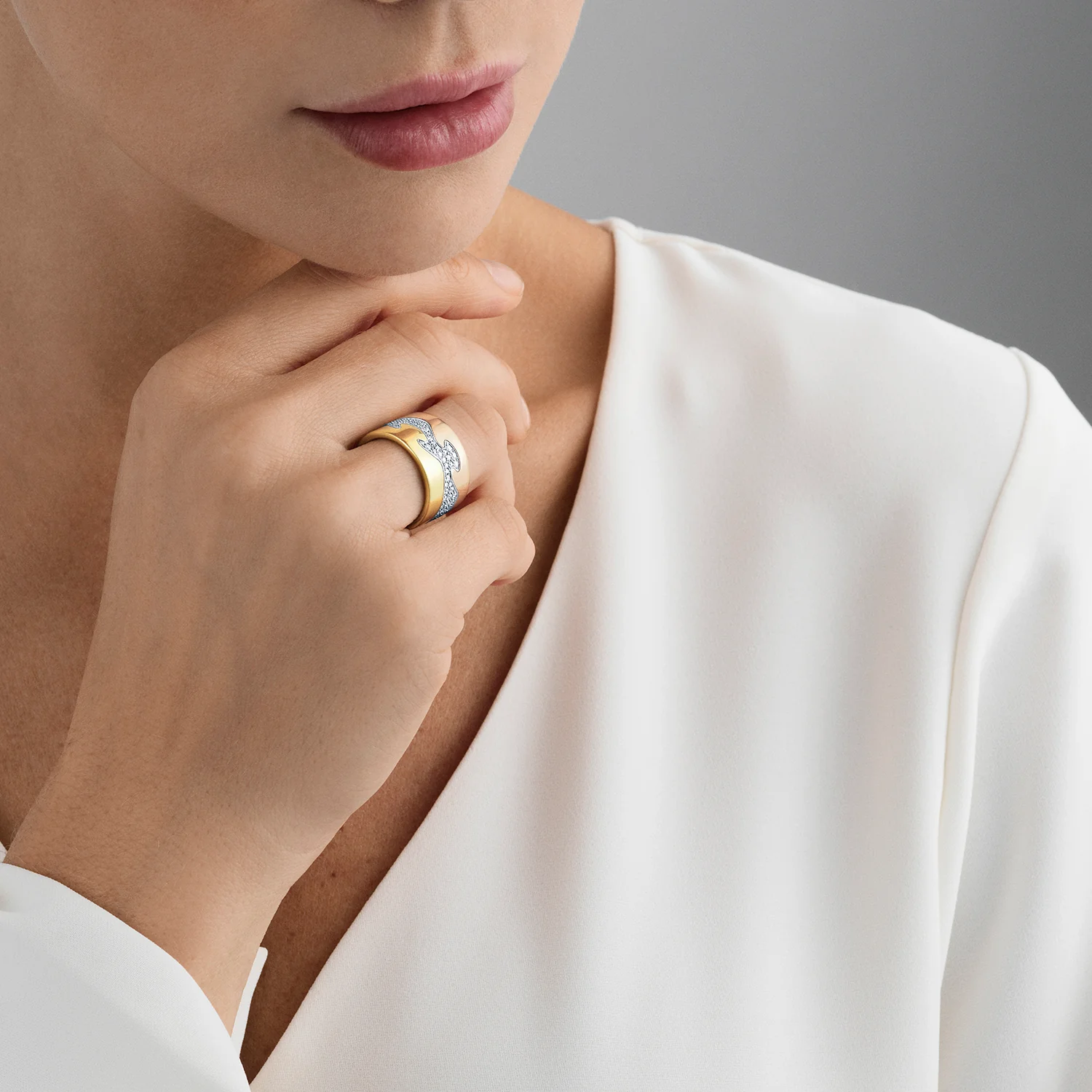 Georg Jensen FUSION 18ct White Gold Diamond Centre Ring Size 56 (O½) - Image 4