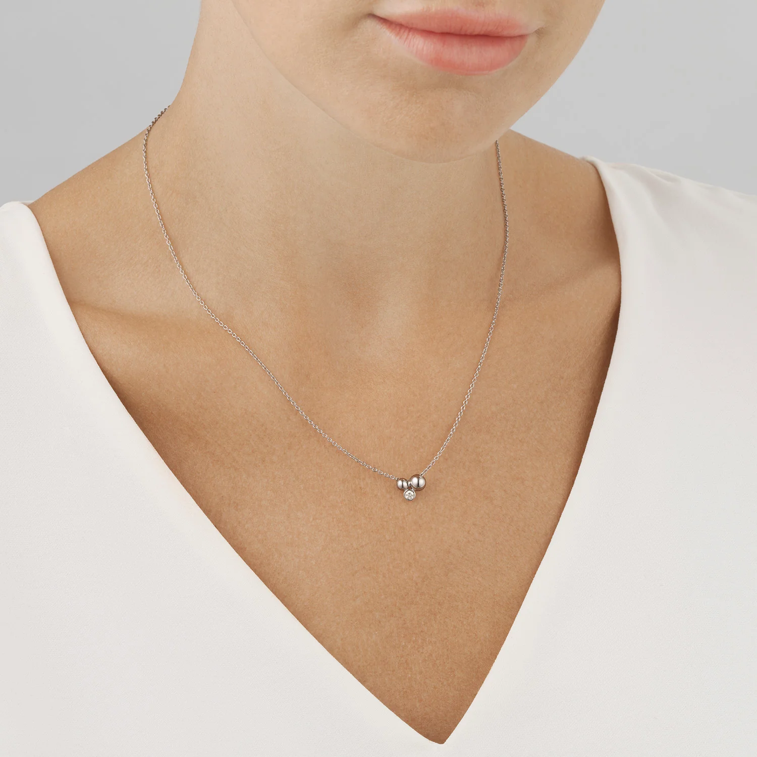 Georg Jensen MOONLIGHT GRAPES Diamond Sterling Silver Necklace - Image 2