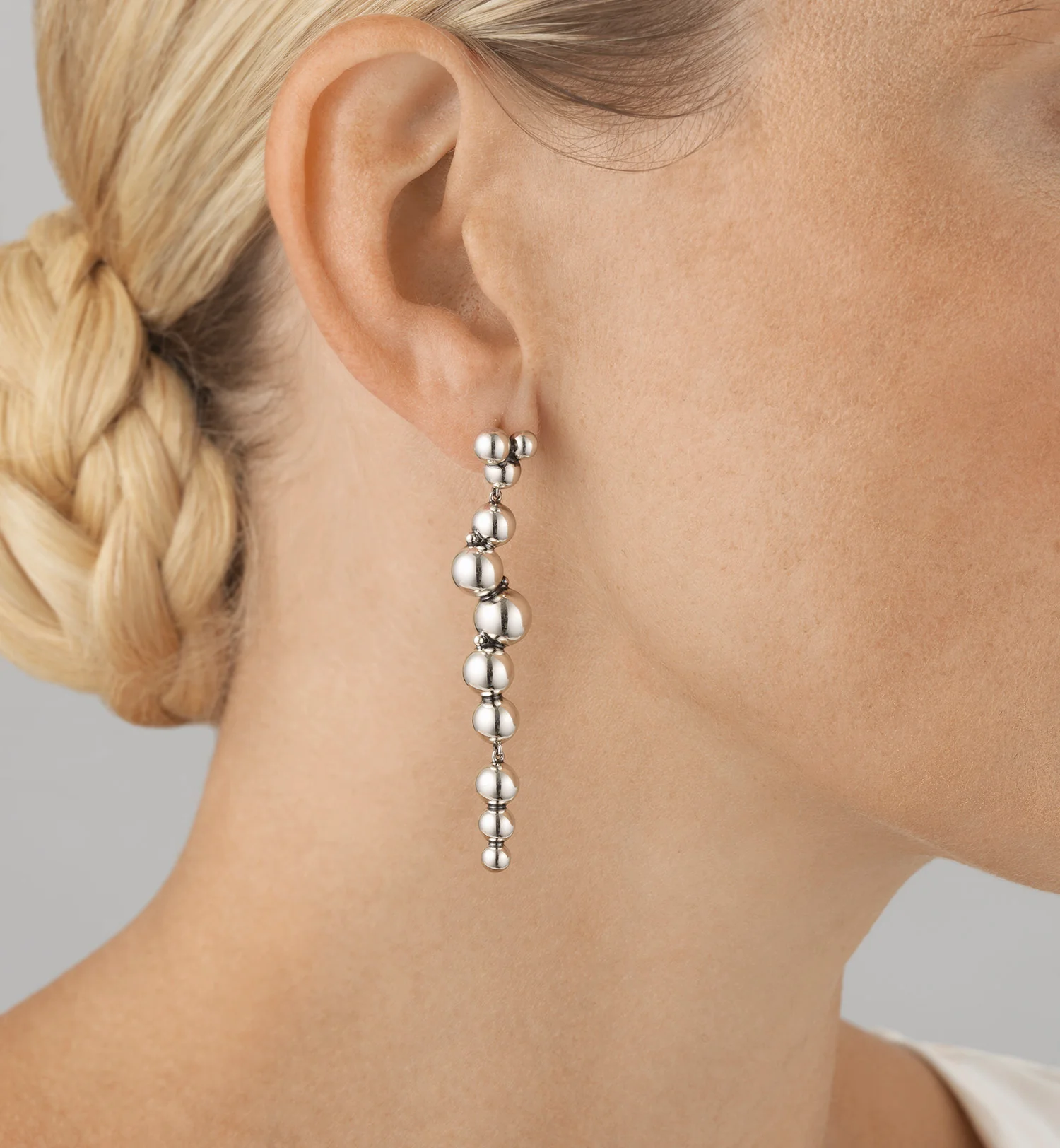 Georg Jensen MOONLIGHT GRAPES Sterling Silver Long Drop Earrings - Image 4