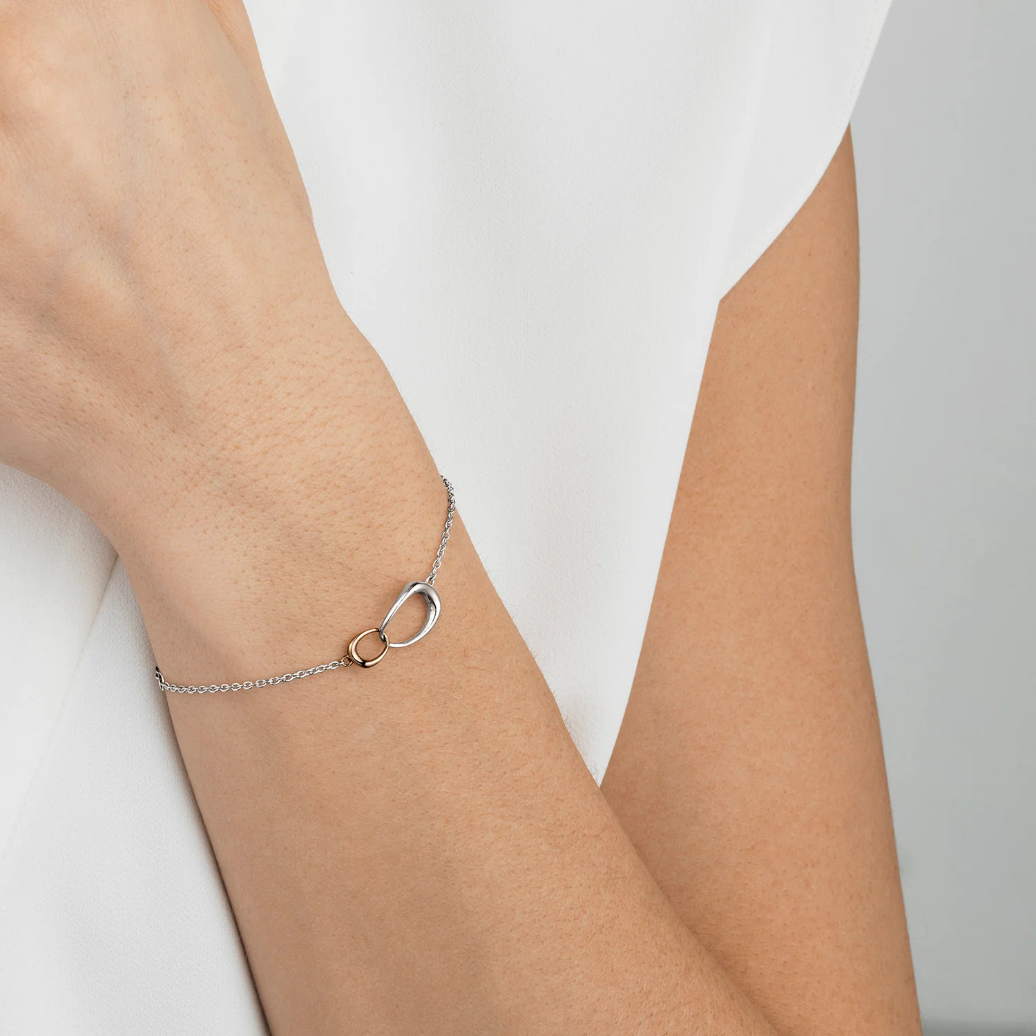 Georg Jensen OFFSPRING Sterling Silver and 18ct Rose Gold Bracelet - Image 2