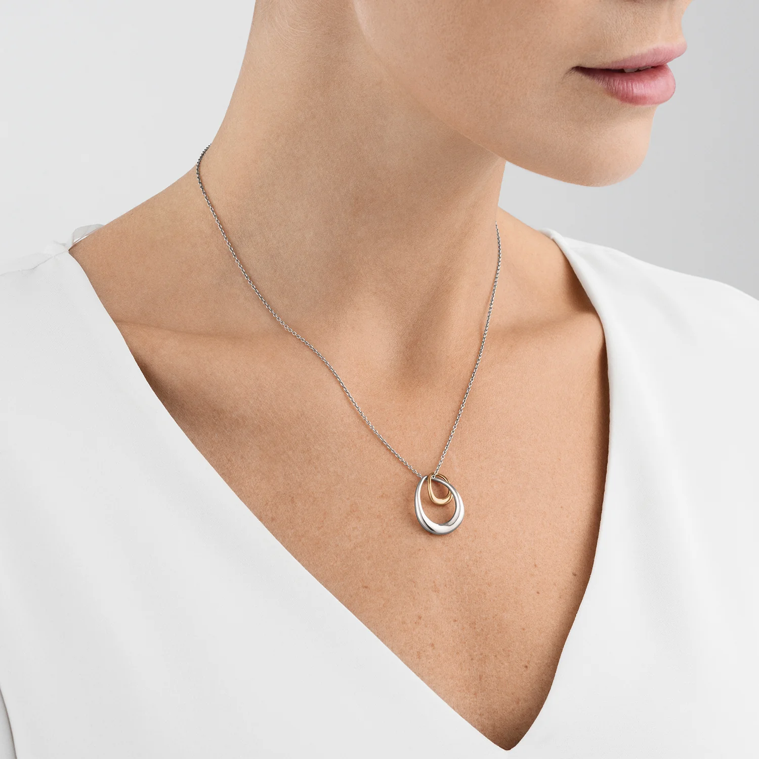 Georg Jensen OFFSPRING Sterling Silver and 18ct Rose Gold Necklace - Image 2