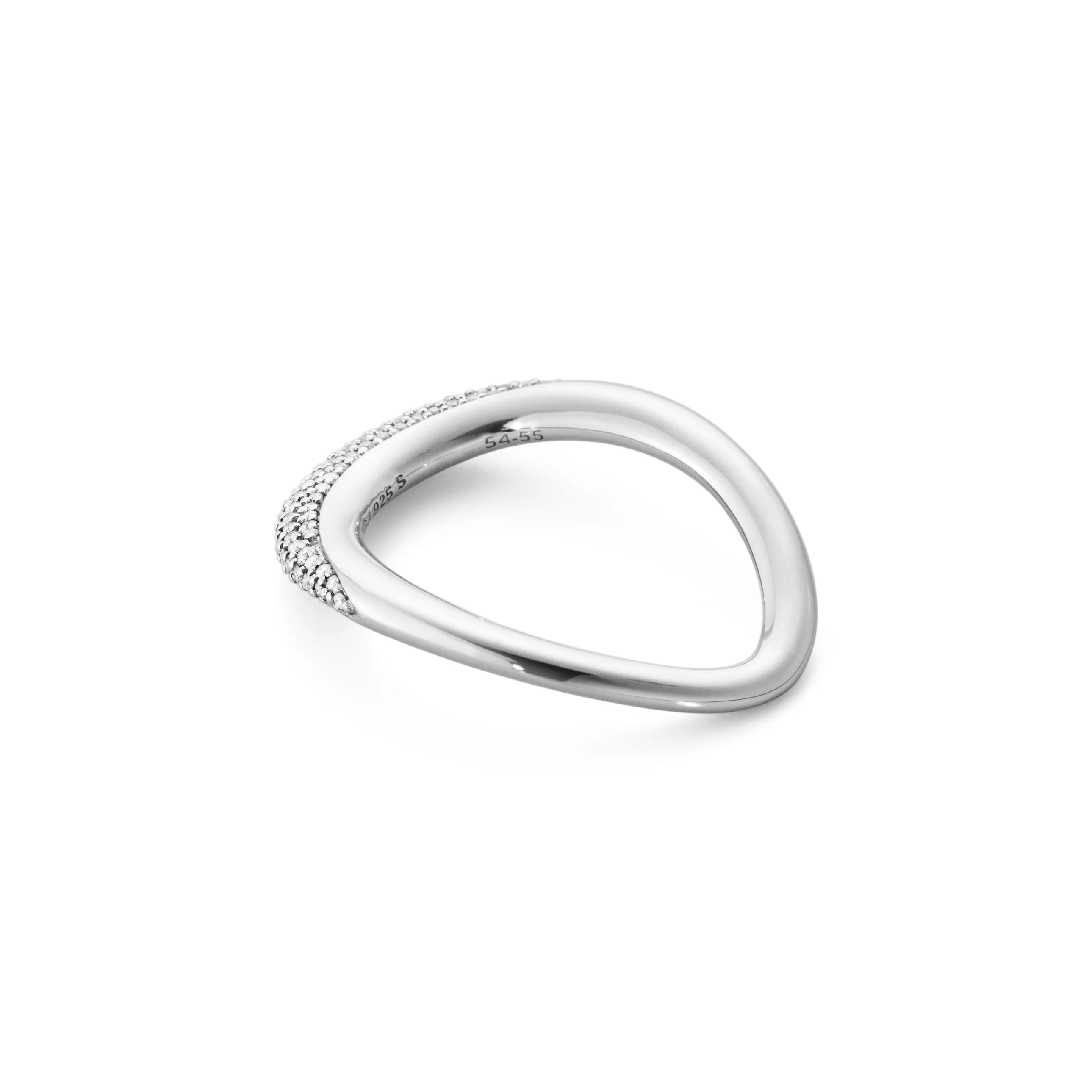 Georg Jensen OFFSPRING Sterling Silver Diamond Ring Size 56-57 (P) - Image 3