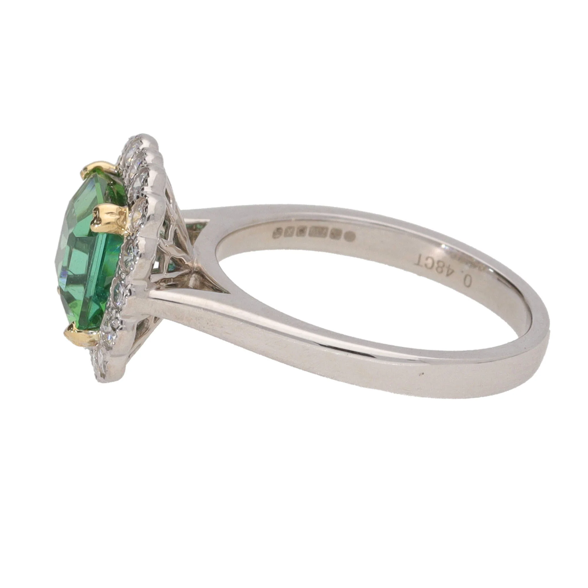 Green Tourmaline and Diamond 18ct White Gold Cluster Ring - Image 3
