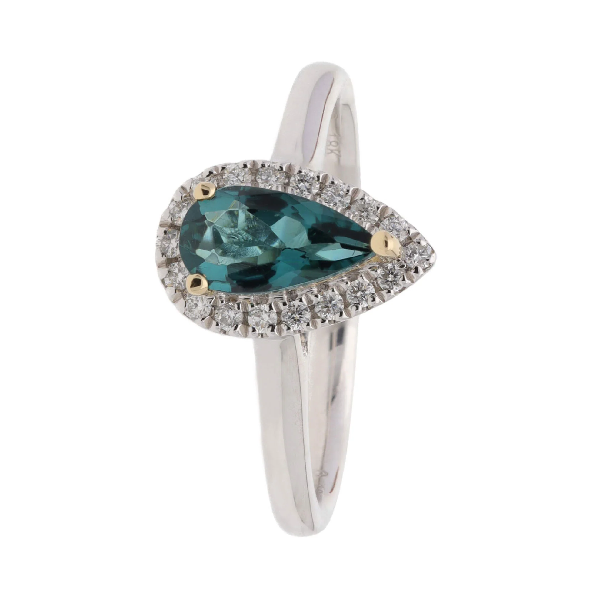 Green Tourmaline and Diamond Platinum and 18ct Yellow Gold Ring
