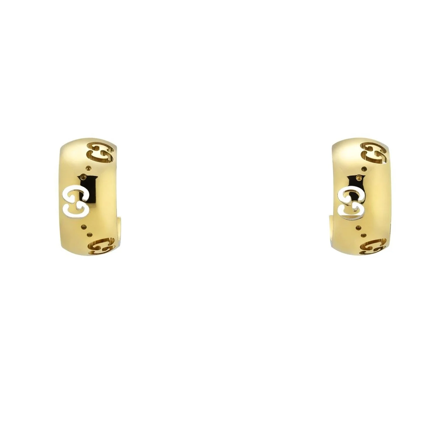 Gucci Icon 18ct Yellow Gold GG Hoop Earrings - Image 3