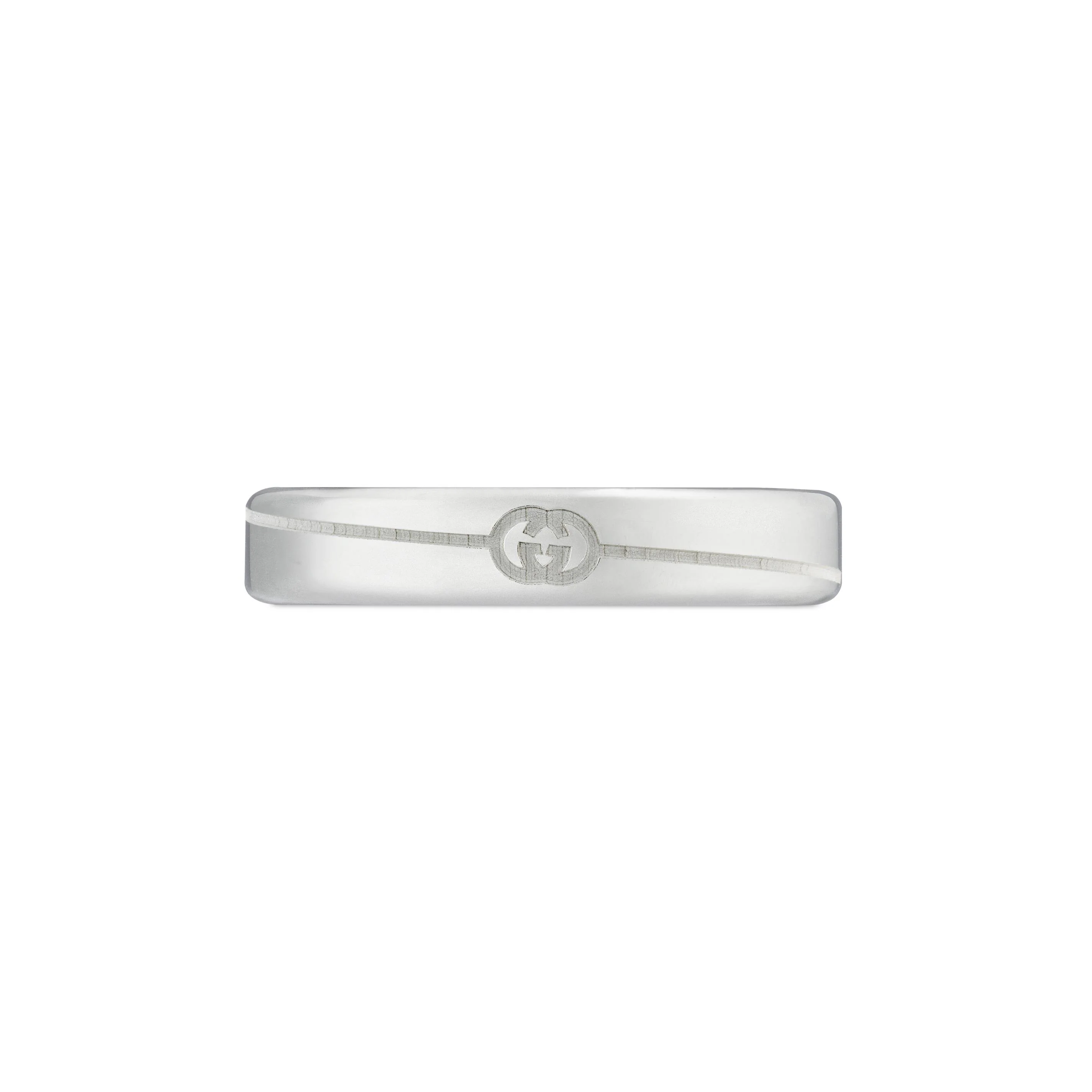 Gucci Interlocking G 4mm Diagonal Silver Ring Size S-T - Image 2