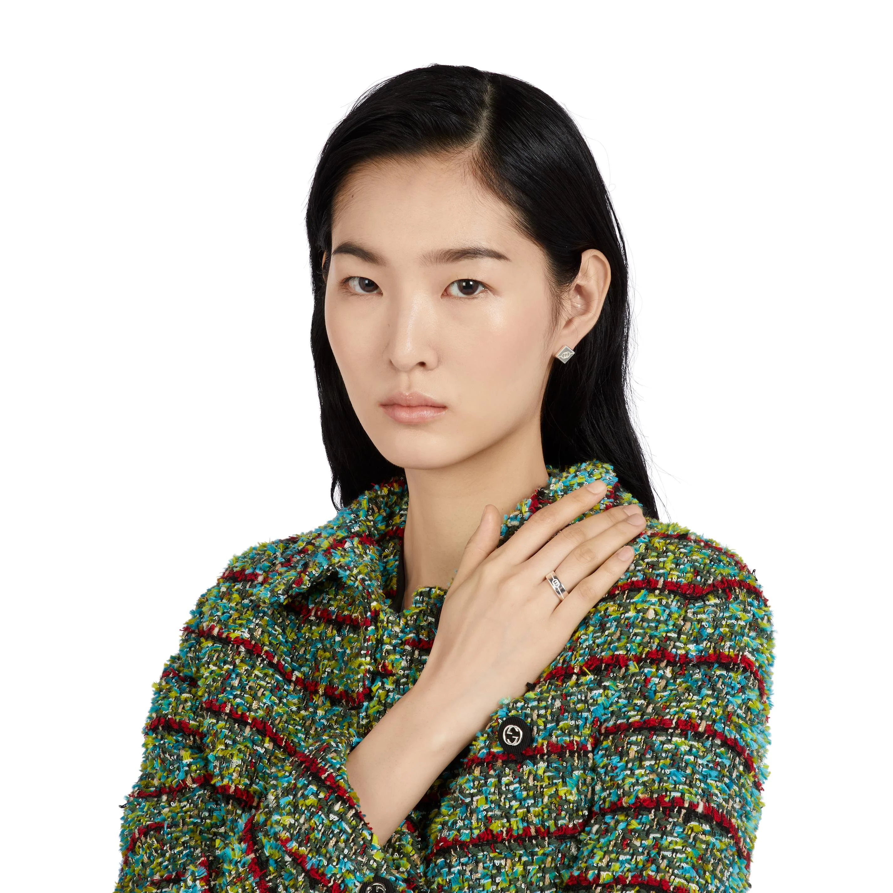 Gucci Interlocking G 6mm Diagonal Silver Ring Size R - Image 5