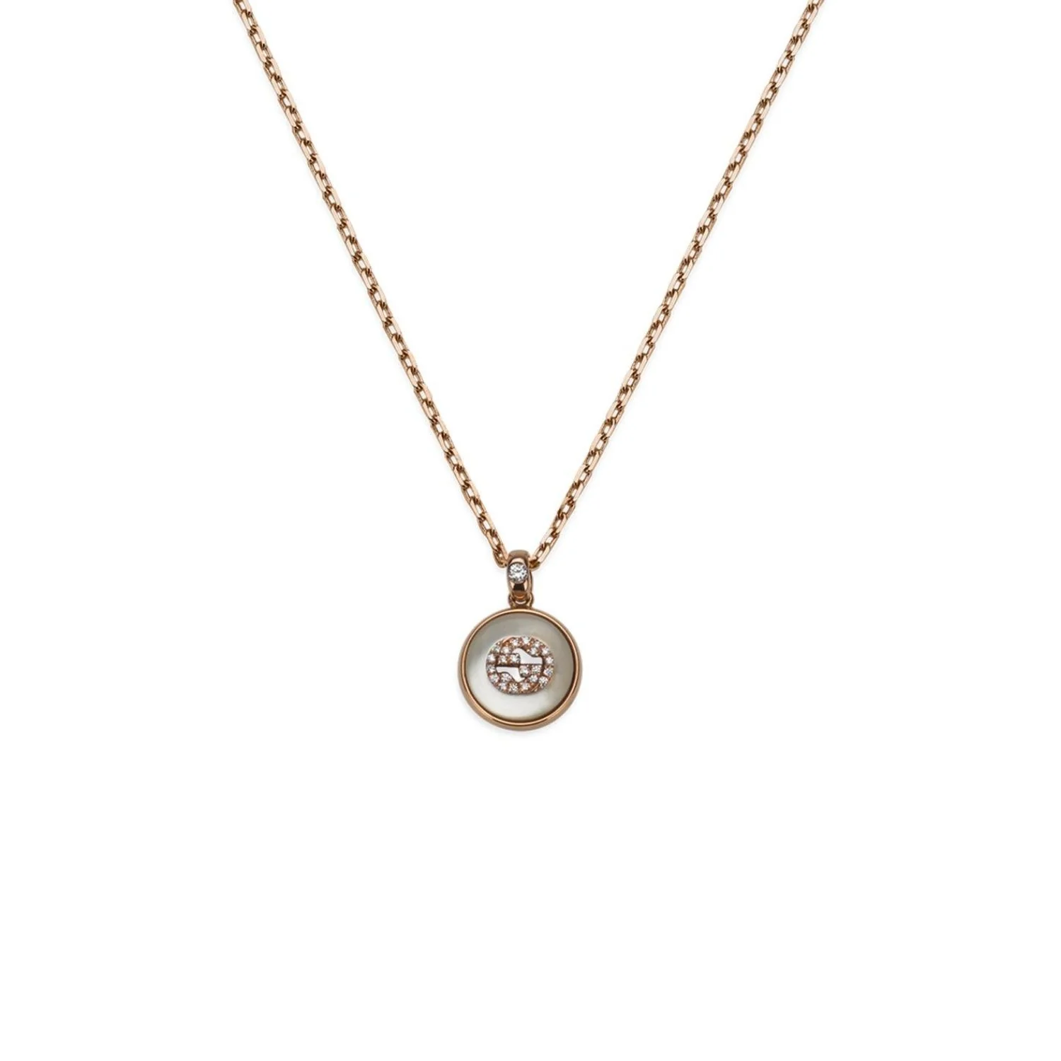 Gucci Interlocking G Mother Of Pearl and Diamond 18ct Rose Gold Necklace - Image 2