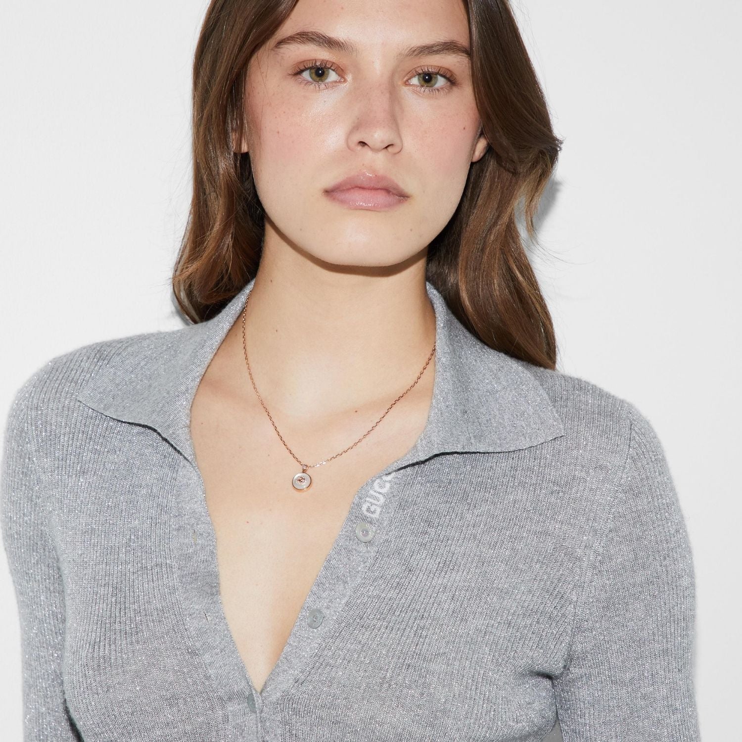 Gucci Interlocking G Mother Of Pearl and Diamond 18ct Rose Gold Necklace - Image 3