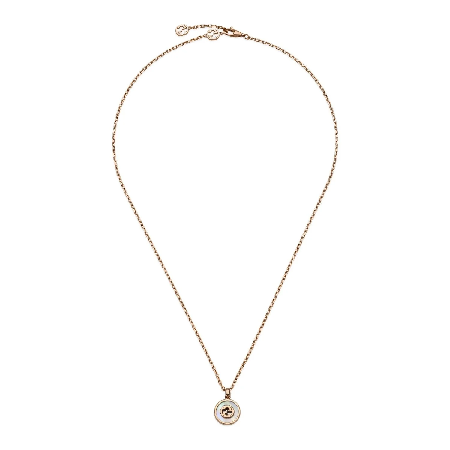 Gucci Interlocking G Mother Of Pearl and Diamond 18ct Rose Gold Necklace - Image 4