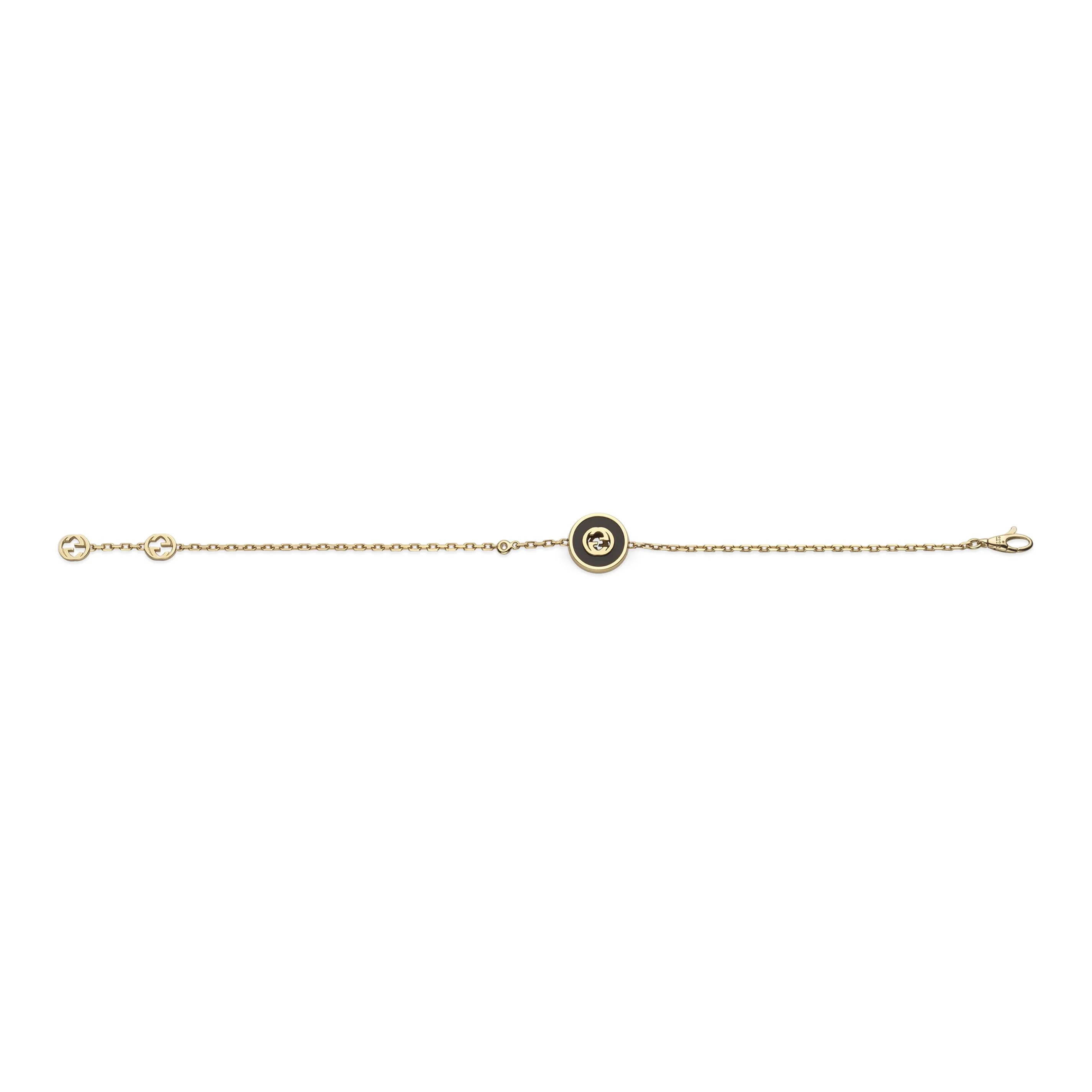 Gucci Interlocking G Onyx and Diamond 18ct Yellow Gold Bracelet - Image 3