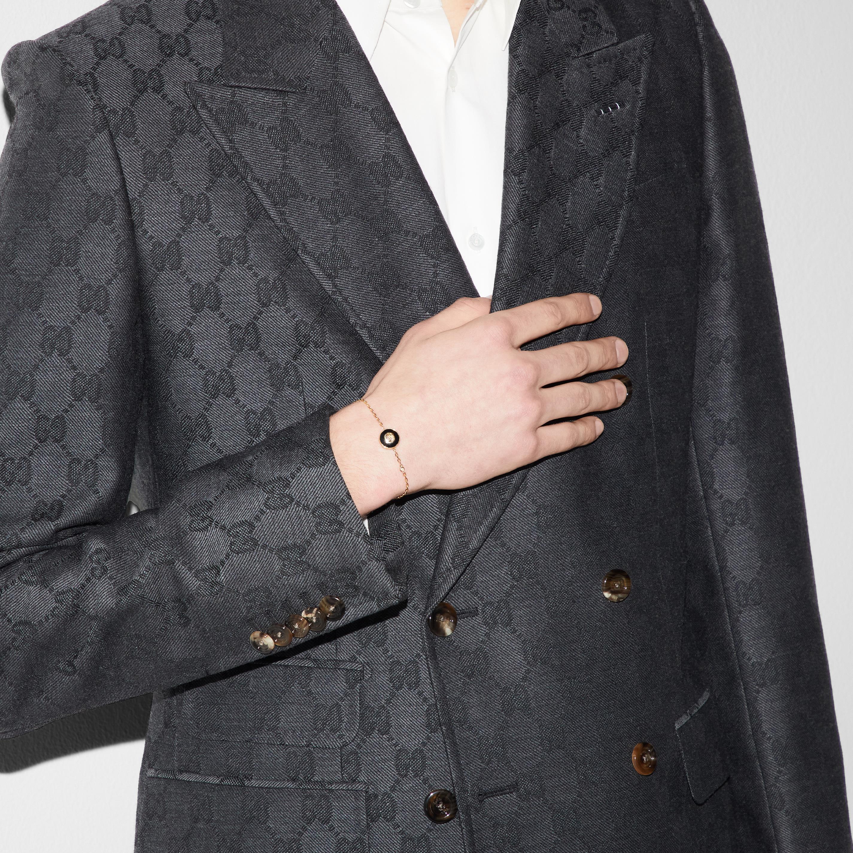 Gucci Interlocking G Onyx and Diamond 18ct Yellow Gold Bracelet - Image 5
