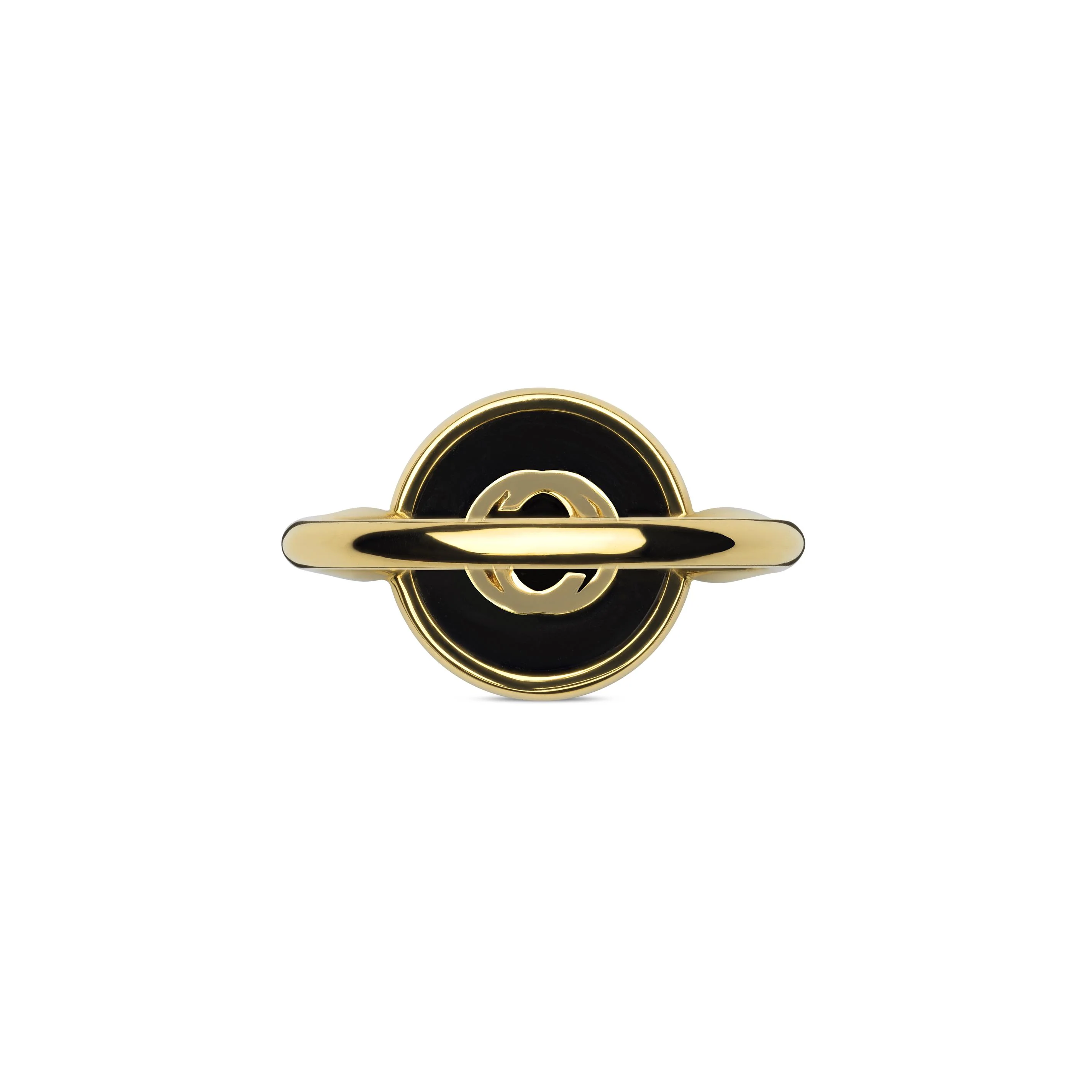 Gucci Interlocking G Onyx and Diamond 18ct Yellow Gold Ring Size Q-R - Image 3