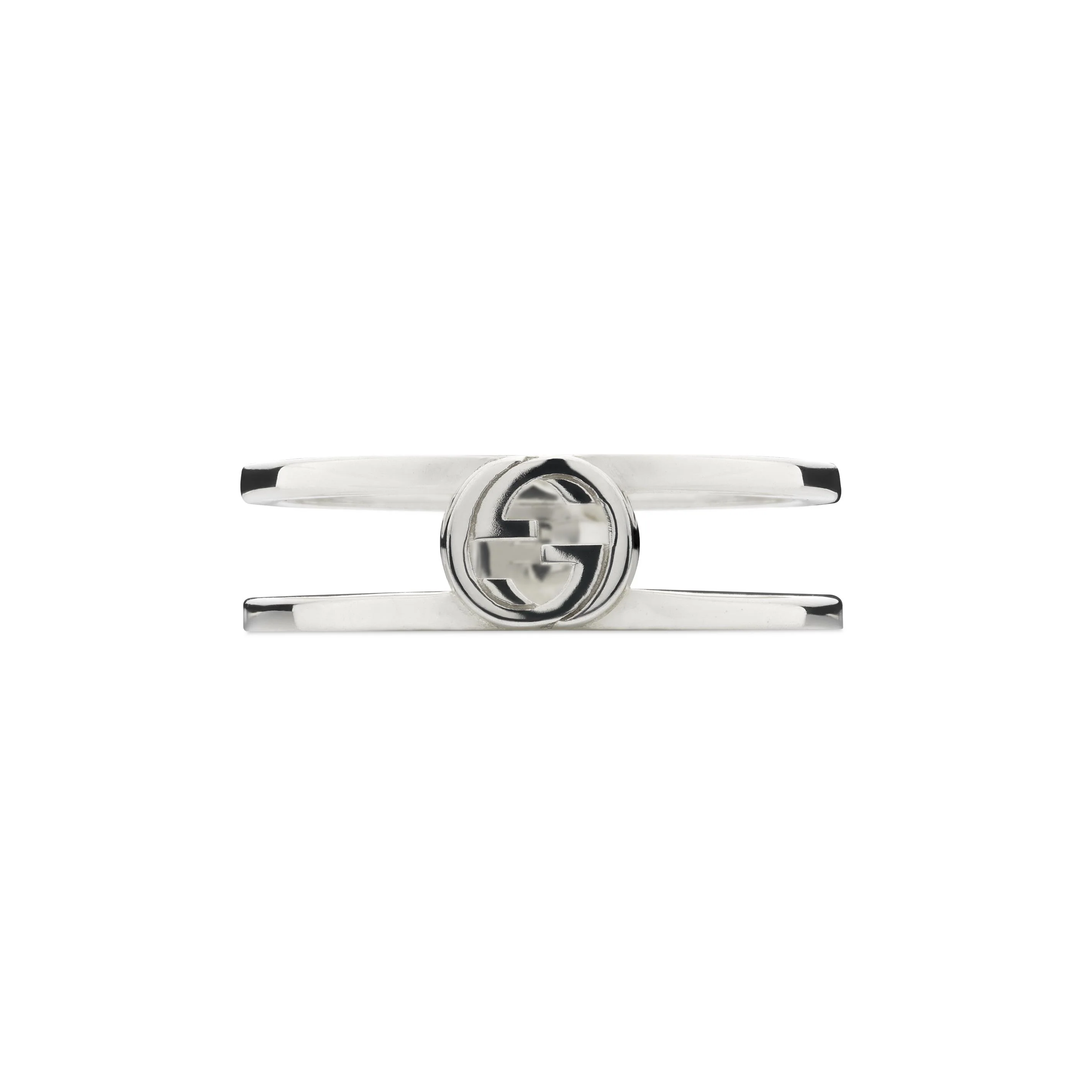 Gucci Interlocking Silver Ring Size S - Image 2