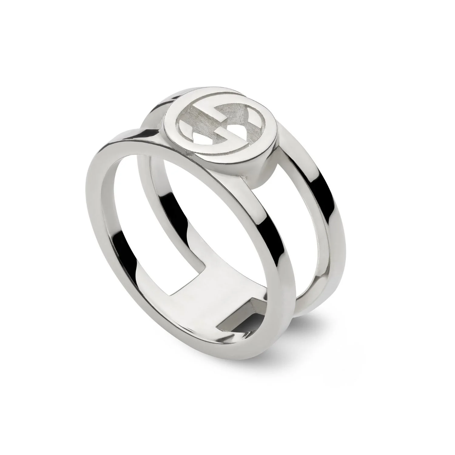 Gucci Interlocking Wide Silver Ring Size R