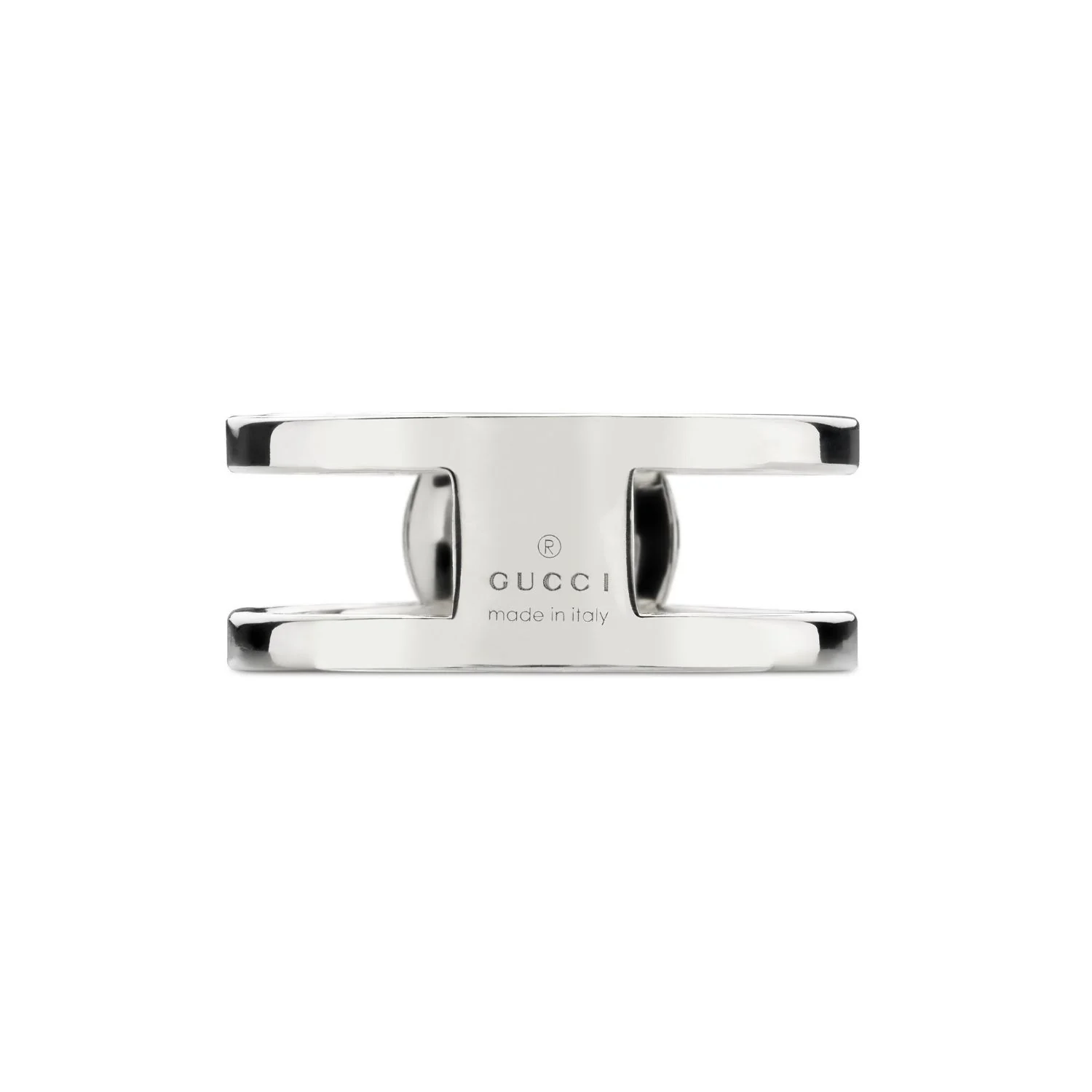 Gucci Interlocking Wide Silver Ring Size R - Image 4