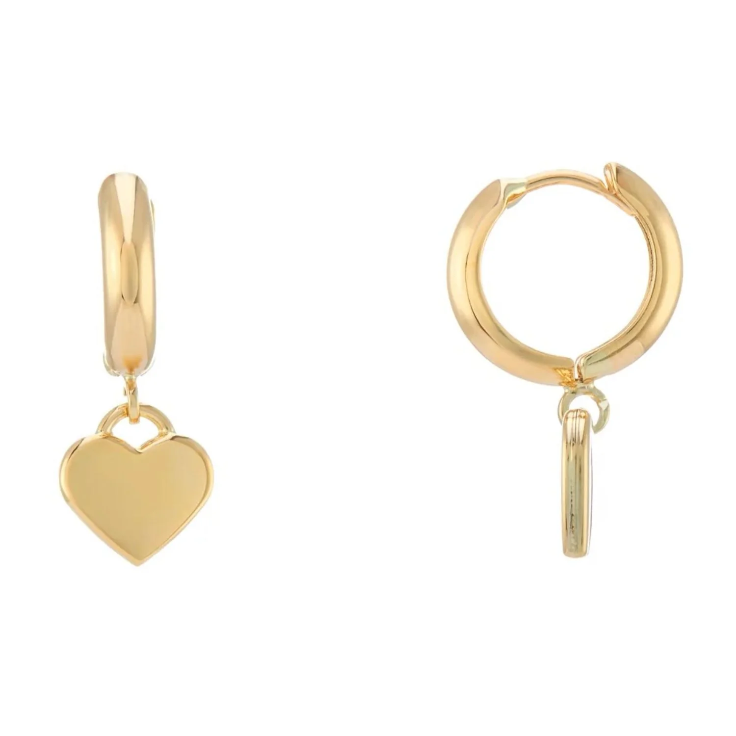 Heart Charm 9ct Yellow Gold Hoop Earrings - Image 2