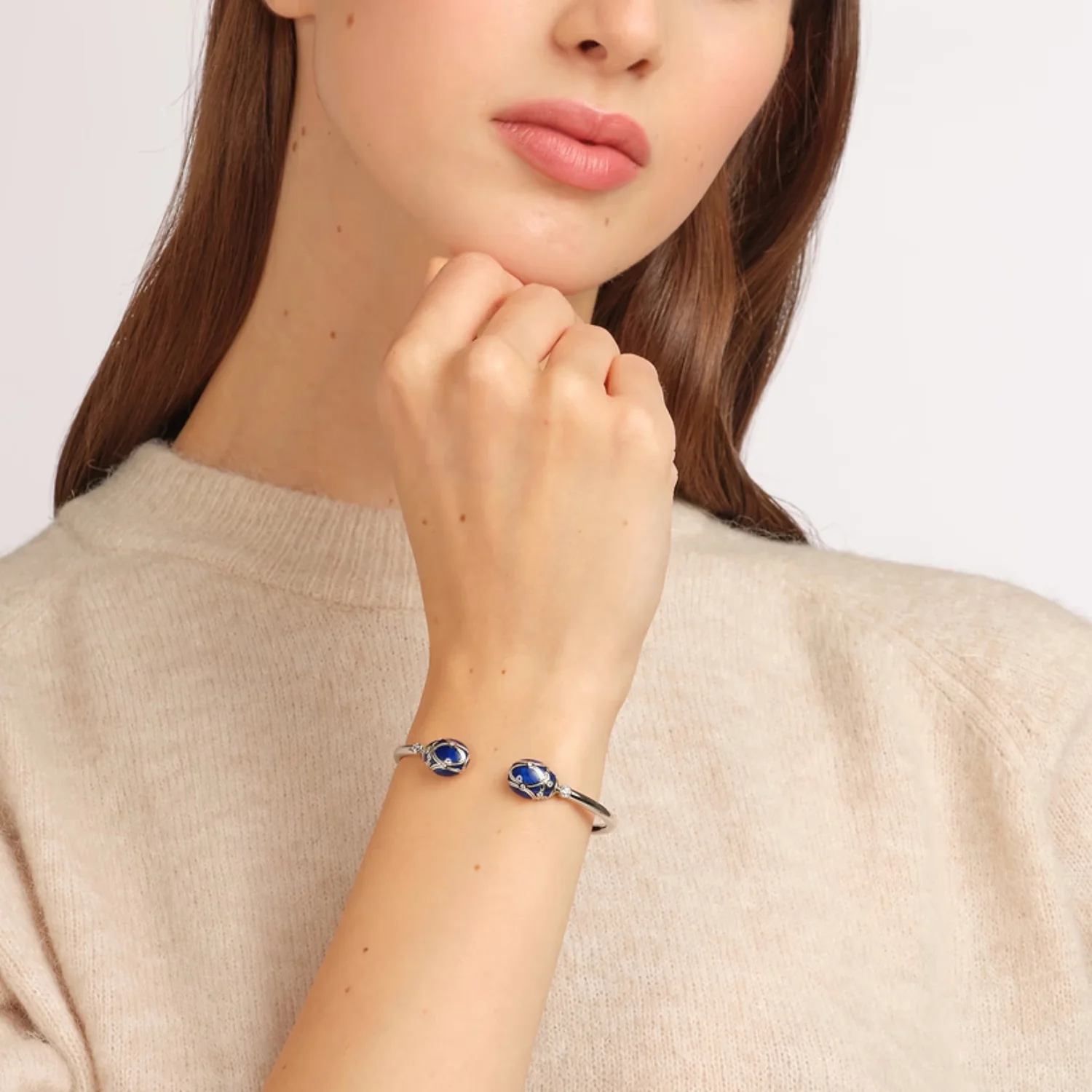 Fabergé Heritage Forever Palais Open Bracelet 18ct White Gold Royal Blue Guilloché Enamel - Image 3