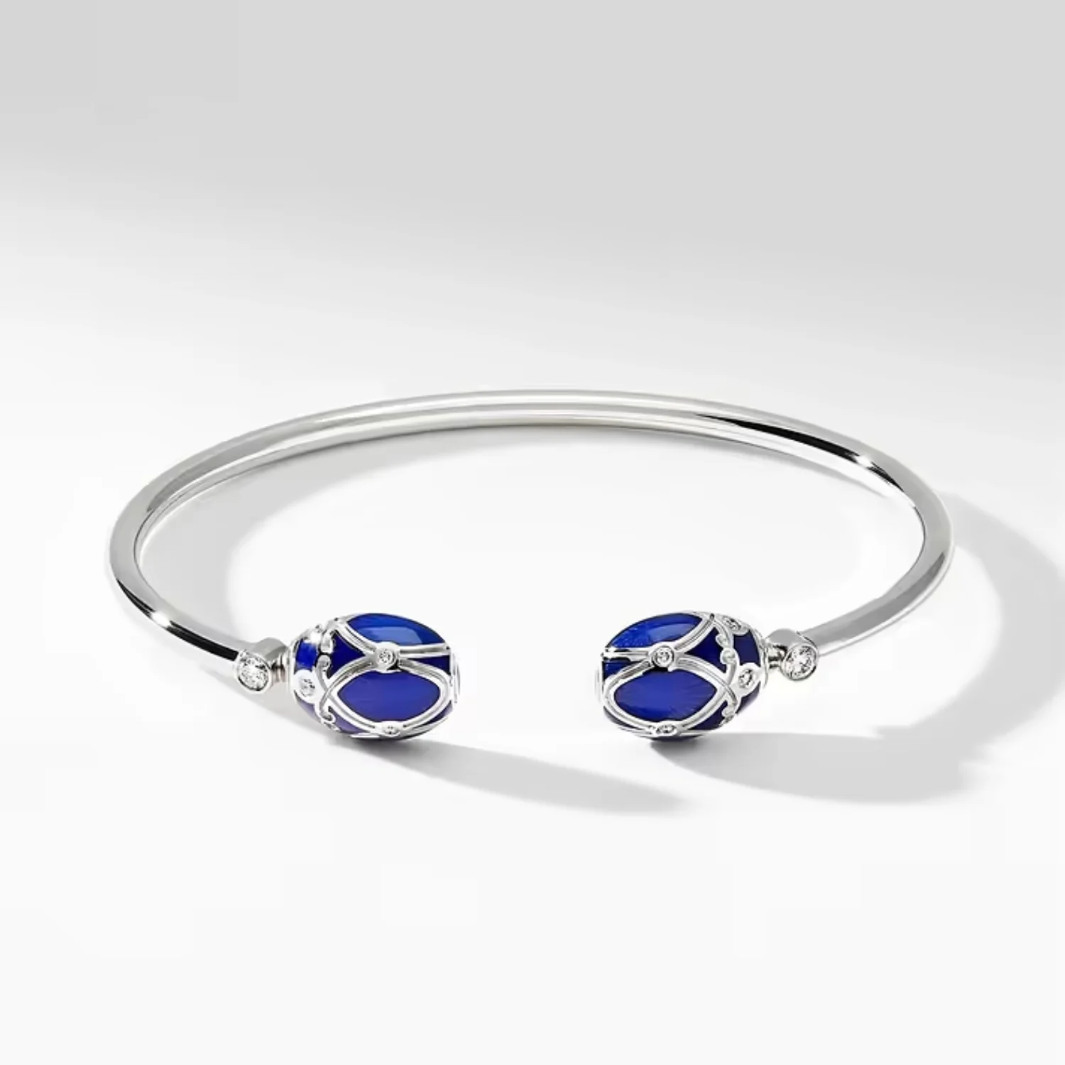 Fabergé Heritage Forever Palais Open Bracelet 18ct White Gold Royal Blue Guilloché Enamel - Image 4