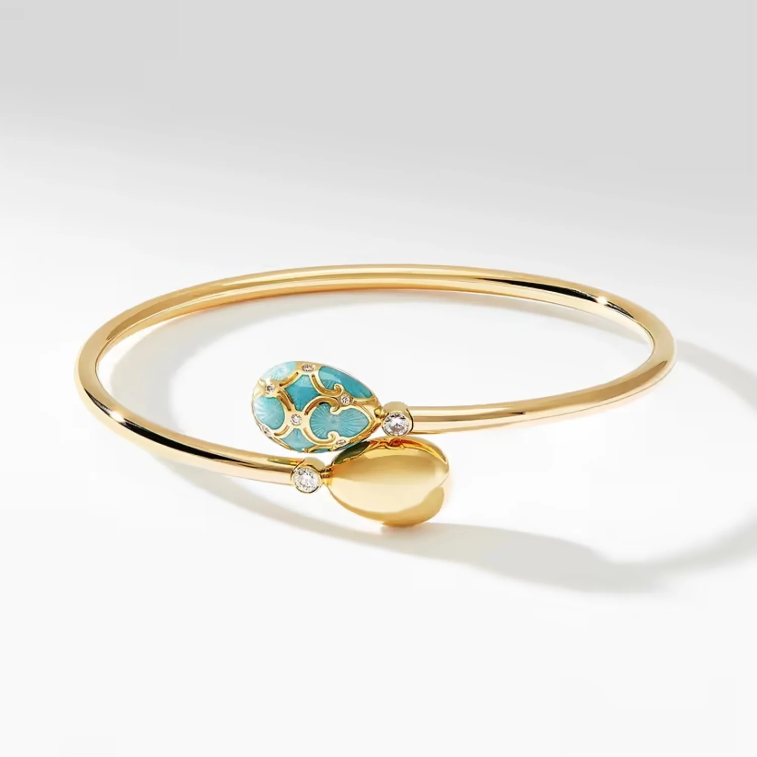 Fabergé Heritage Forever Crossover Bracelet 18ct Yellow Gold Turquoise Guilloché Enamel - Image 4