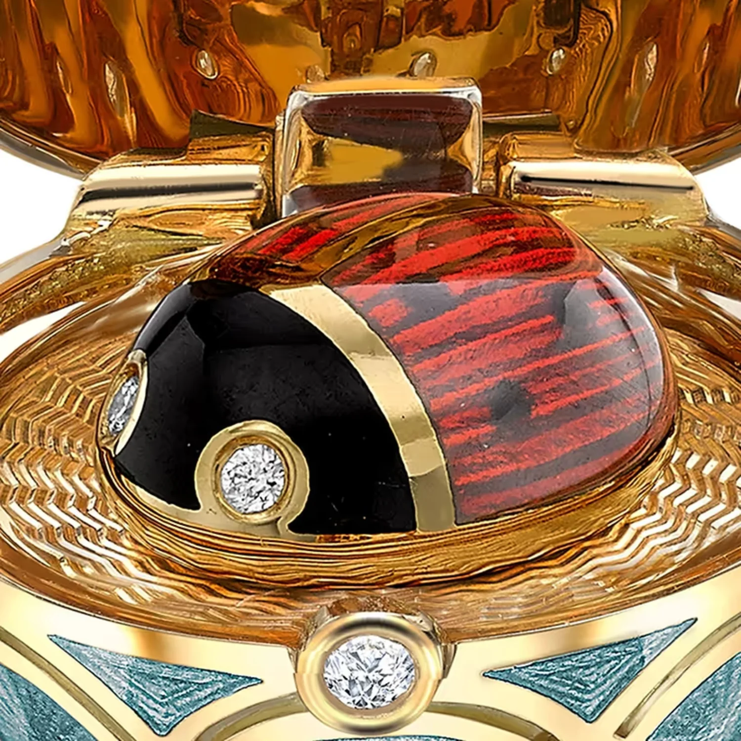 Fabergé Heritage Surprise Ladybird Pendant 18ct Yellow Gold Turquoise Guilloché Enamel - Image 3