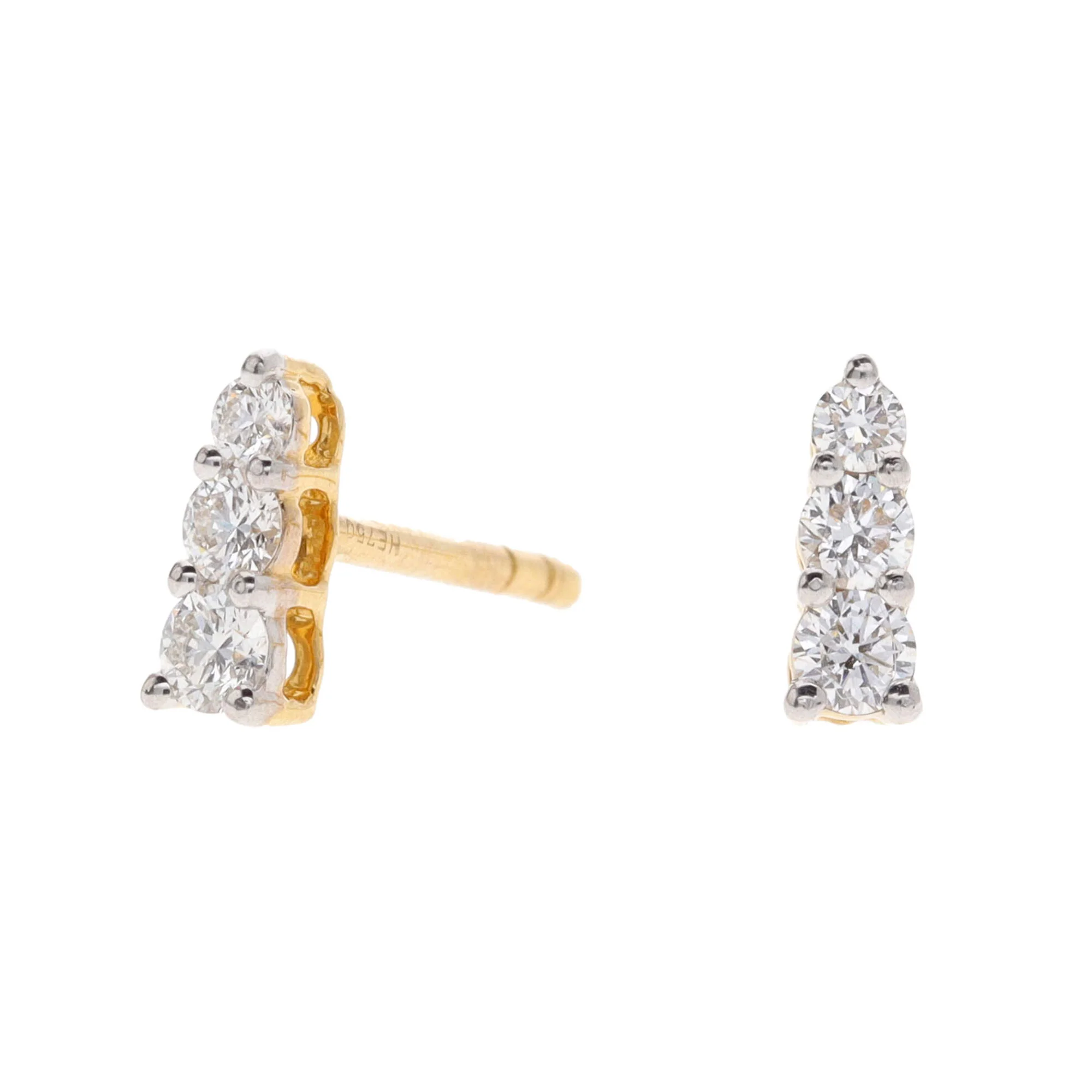 Histoire D'Elle Diamond 18ct Yellow Gold Graduated Stud Earrings - Image 2